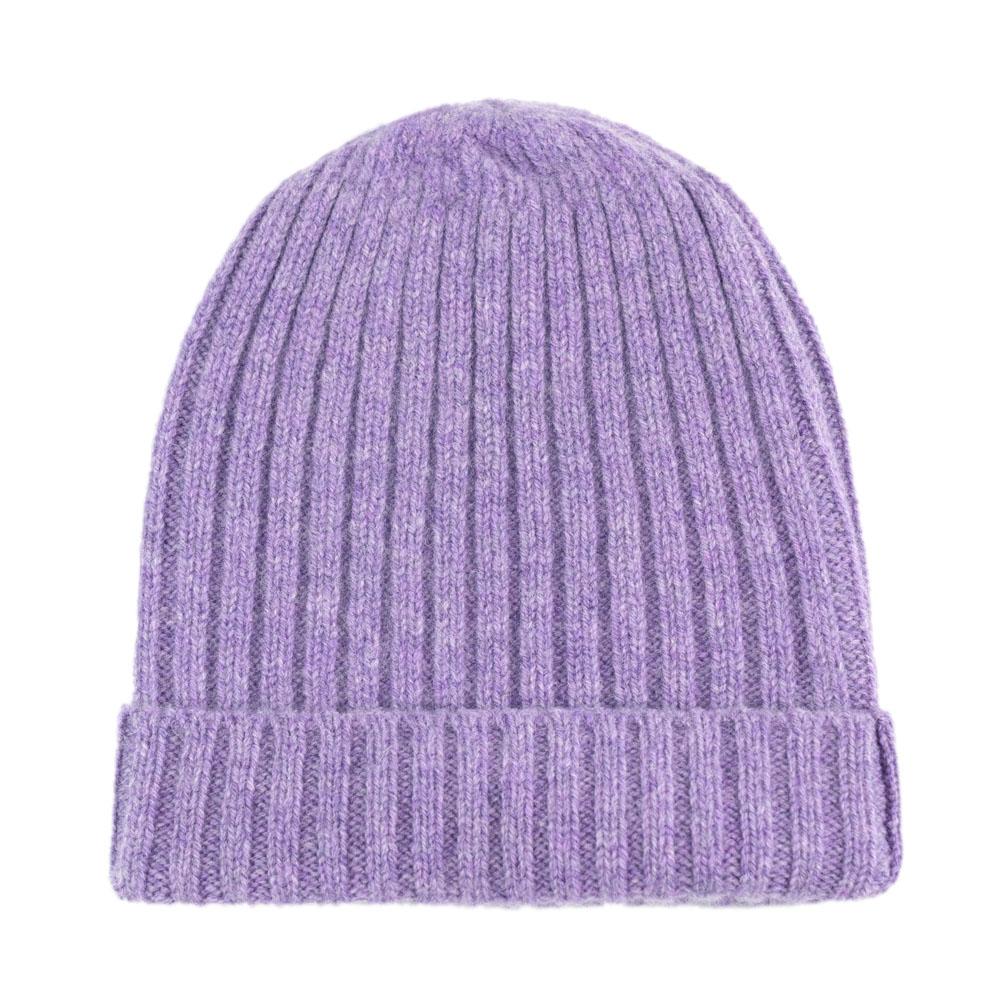 Men’s Pink / Purple Unisex Lambswool Ribbed Beanie - Dahlia One Size Paul James Knitwear