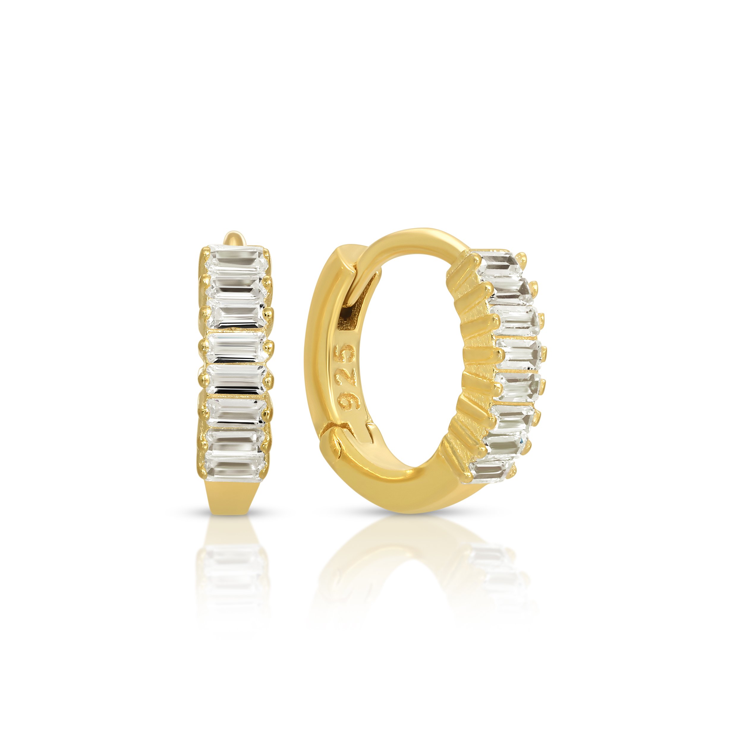 Baguette Huggie Earrings Gold Essentials Jewels Wolf Badger