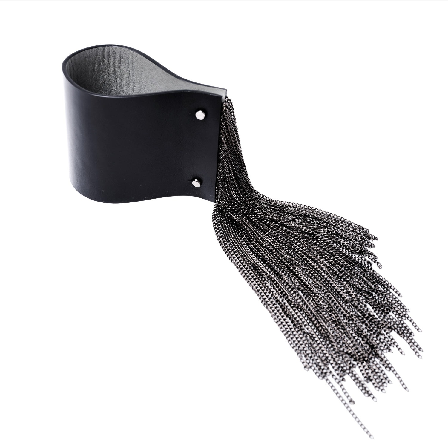 Women’s Leather Bracelet Cuff With Chain Fringe-Zaha Plik X Haya