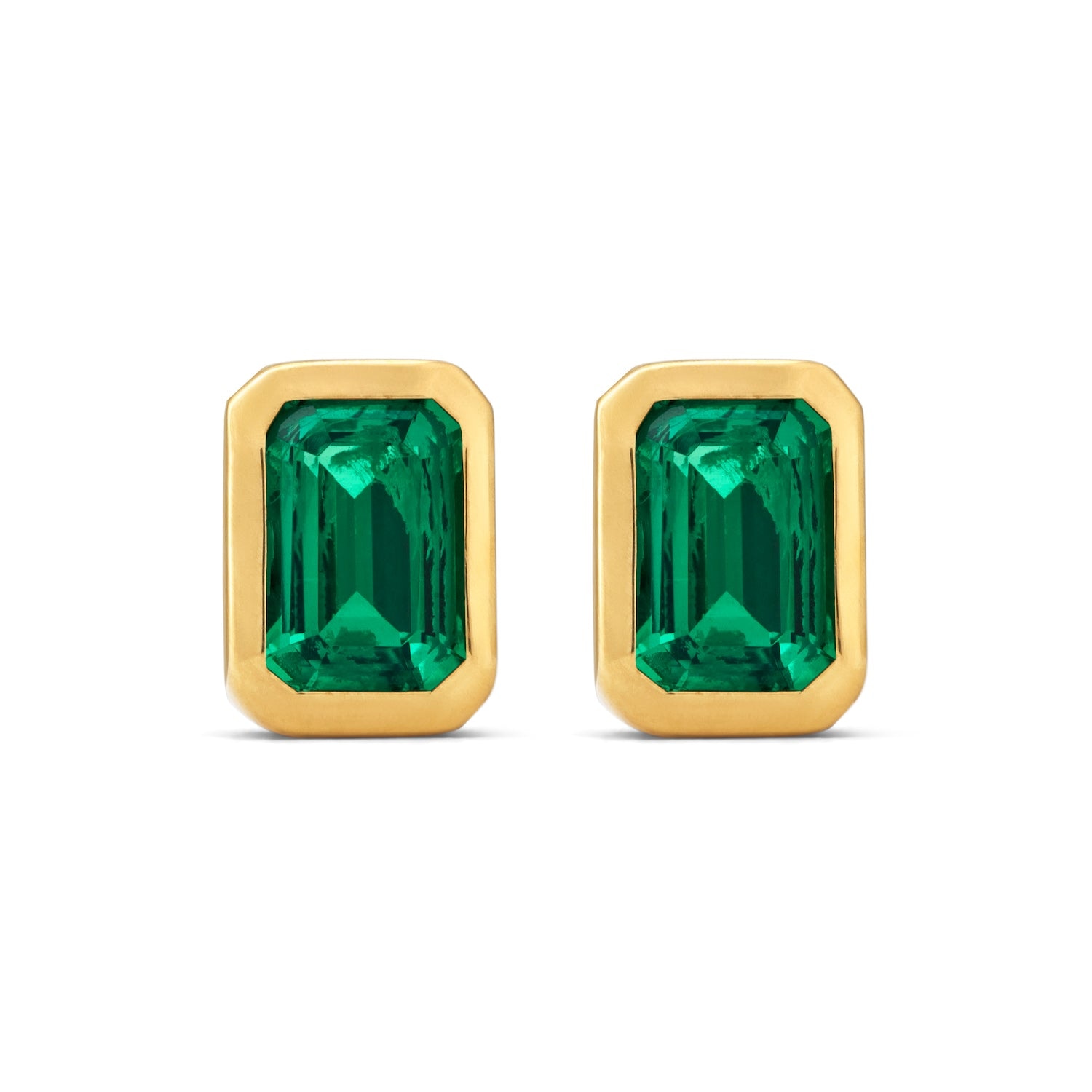 Aya Women's Gold / Green Chloe Emerald Stud Earrings In Multi