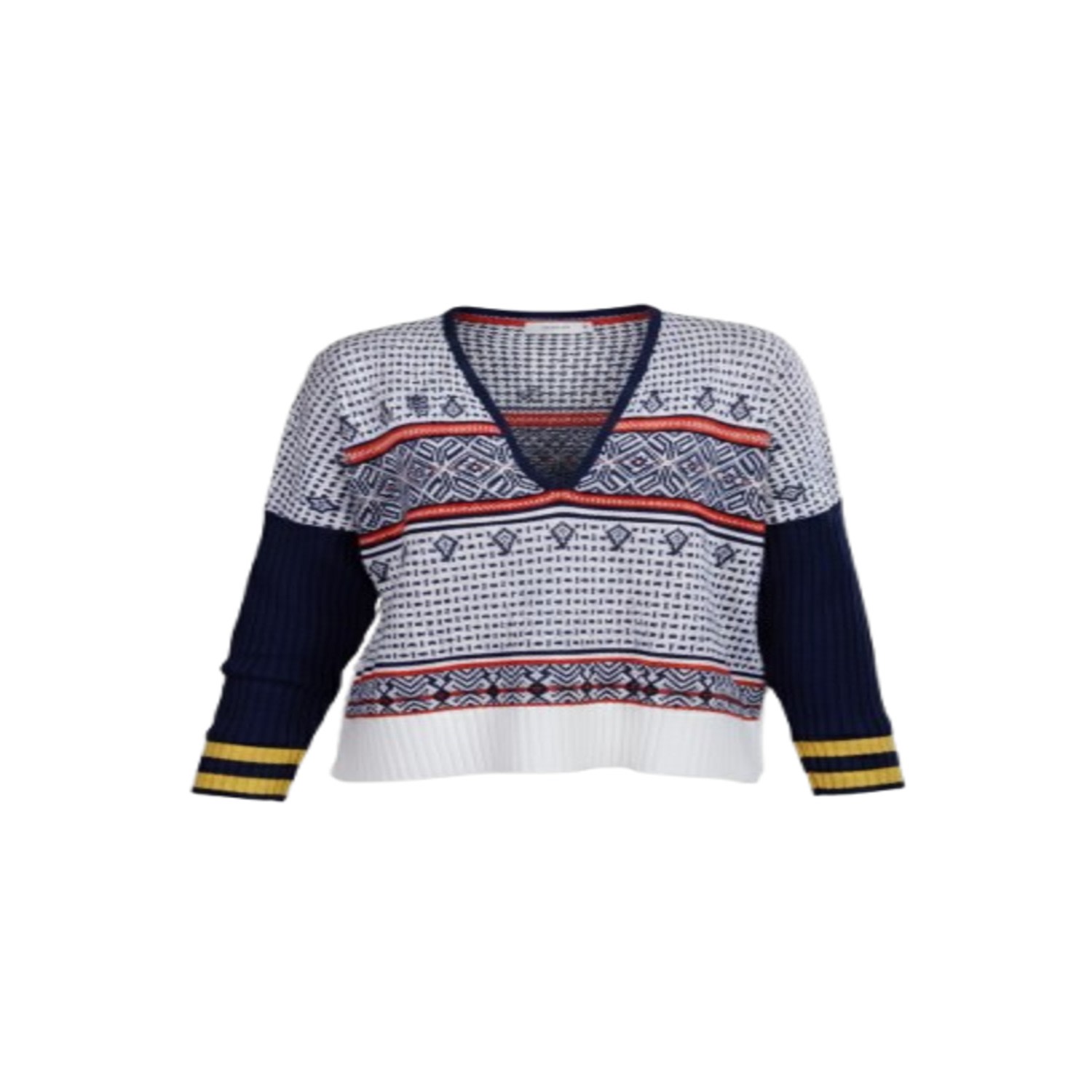 Saachi Women's Blue Nordic Knit Pullover Sweater In Multi