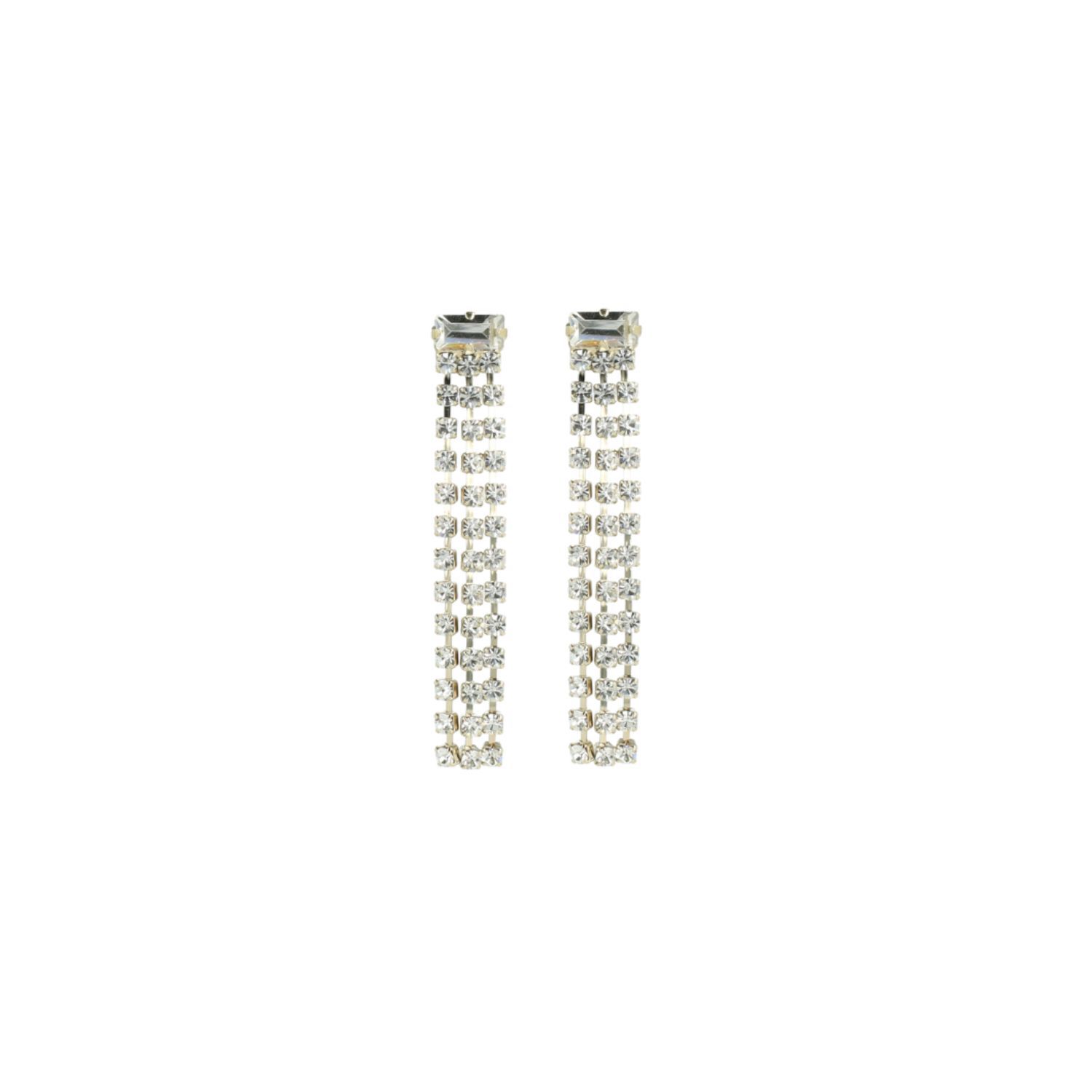 Lott. Gioielli Women's Silver Veronique Earrings Baguette Waterfall S Crystal