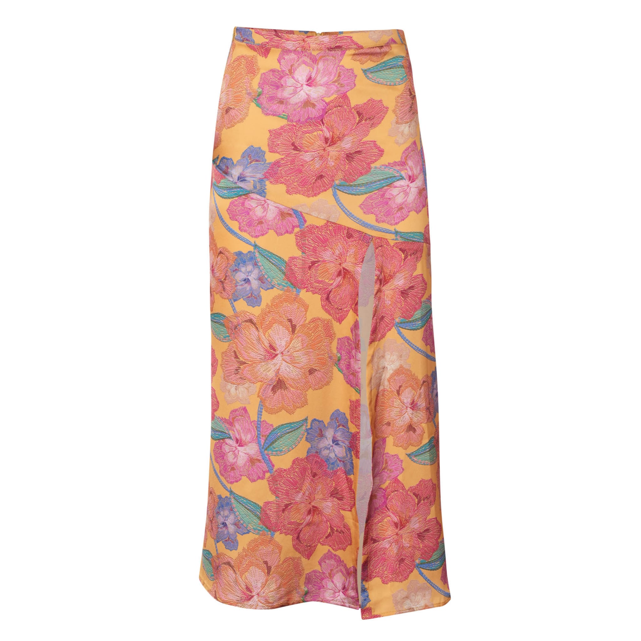 Soah Women's Pink / Purple / Yellow Emily Orange Bloom Long Skirt In Pink/purple/yellow