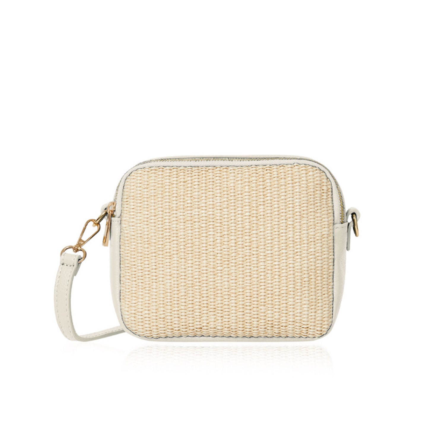 Betsy & Floss Women's Neutrals Maya Raffia Straw And Leather Crossbody Bag In Cream In Multi