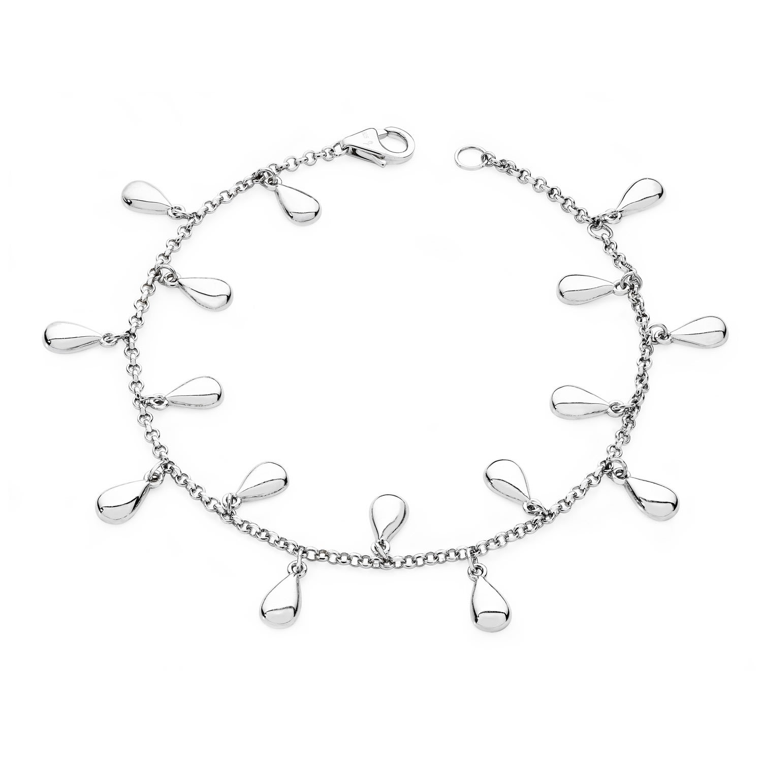 Women's Solid Sterling Silver Tear Drop Bracelet | Lucy Quartermaine