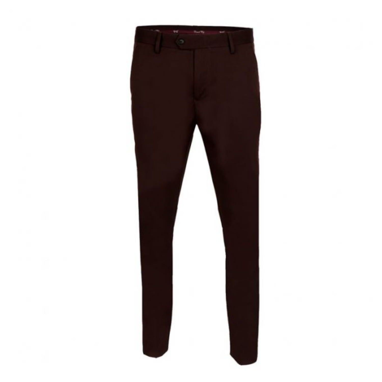 David Wej Men's Plain Smart Trousers With Belt Loops – Brown In Brown