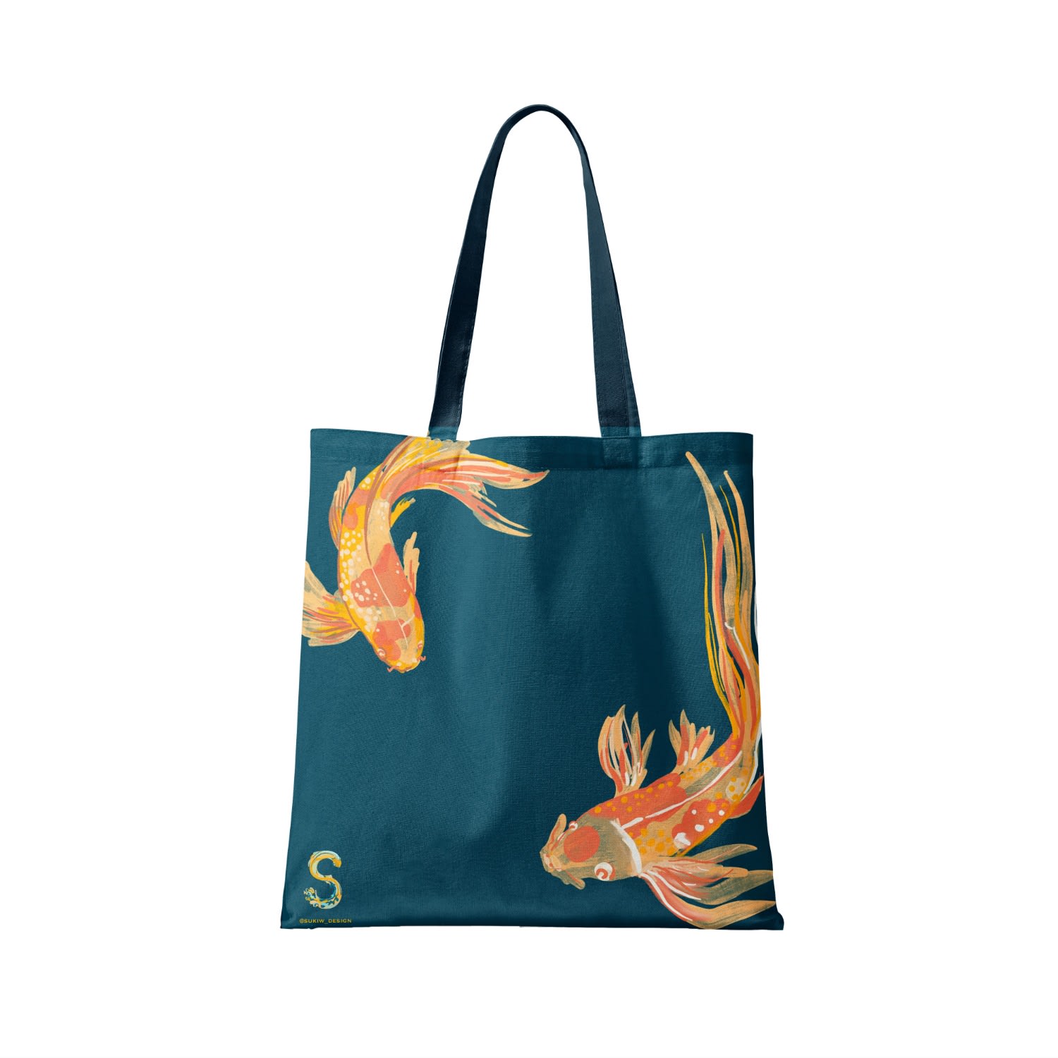 Women’s Balance Of Koi Tote Bag - Aqua Suki Wang London