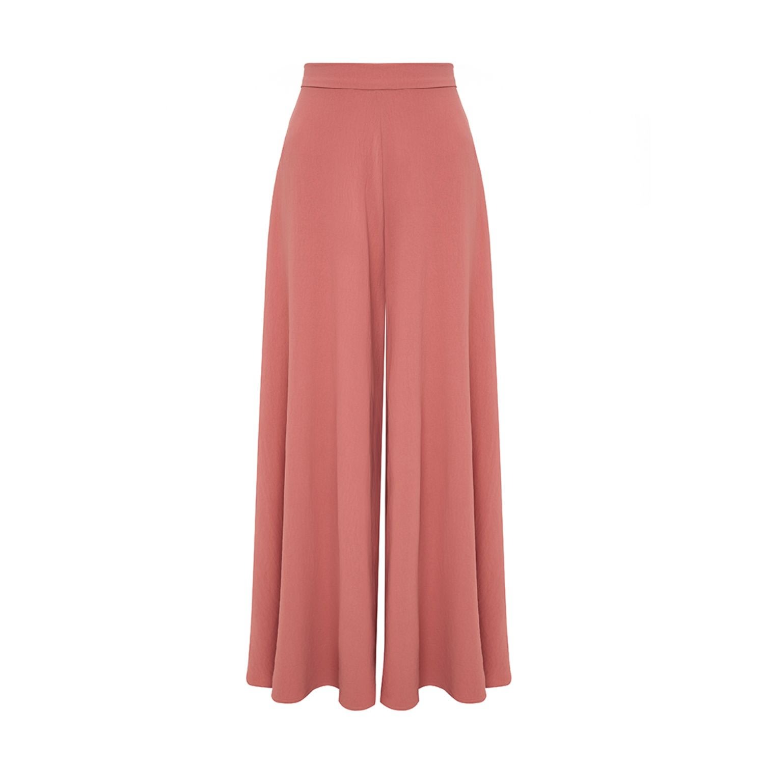 Azzalia Women's Pink / Purple Wide Legged Crepe Maxi Pants In Rose Tan In Pink/purple