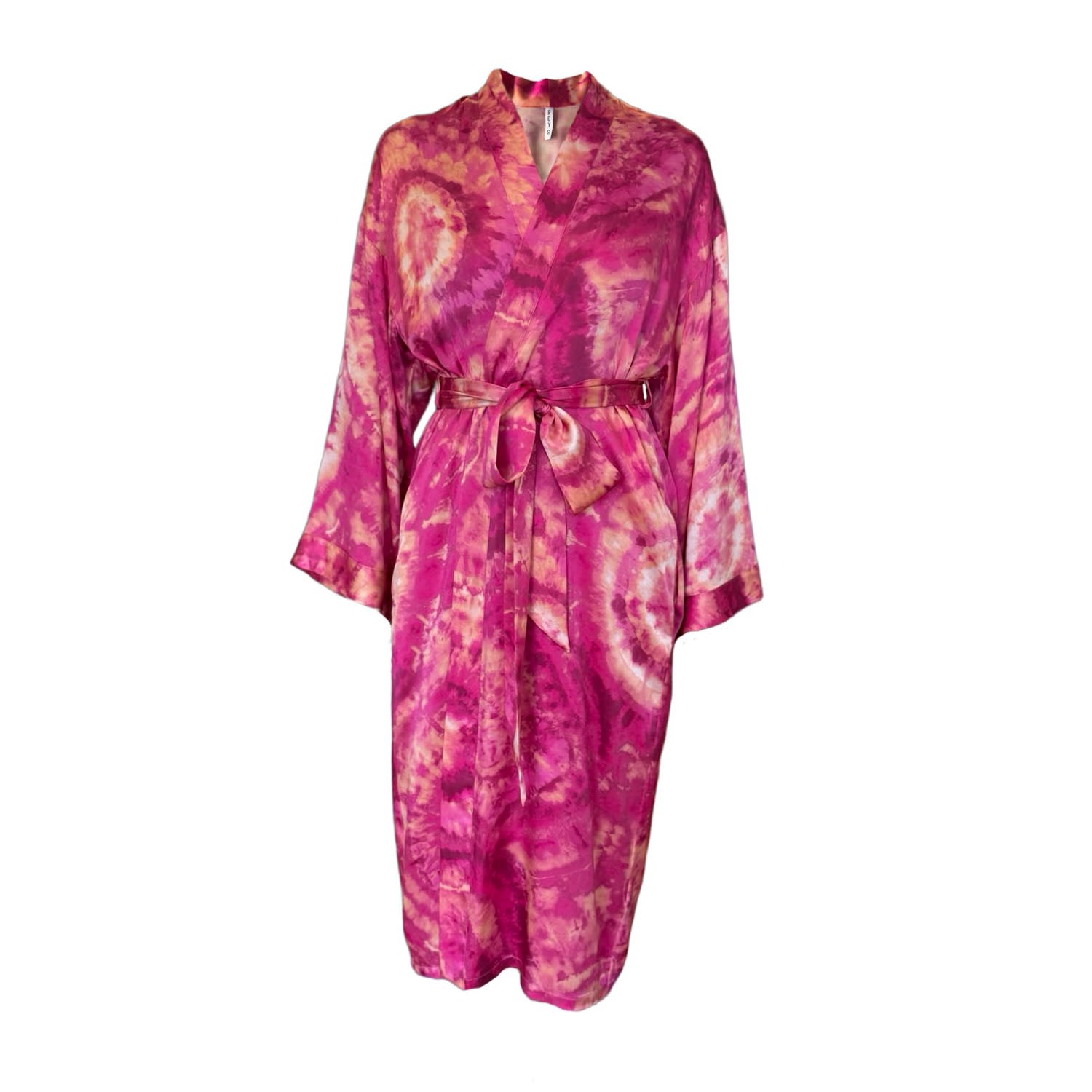 Roy G. Women's Pink / Purple Rose Geode Tie Dye Silk Kimono Robe In Pink/purple