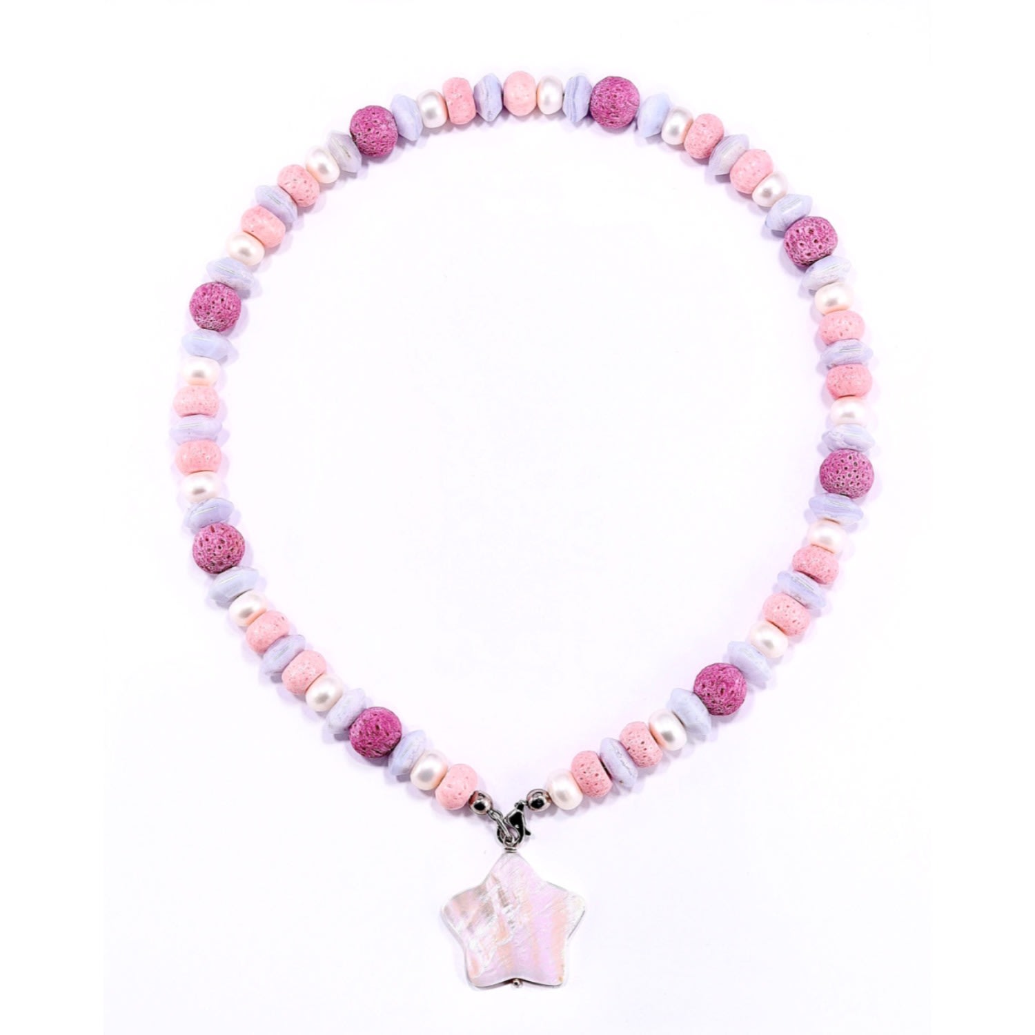 Mineralgems ✩ Studio Women's Blue / Pink / Purple Candy Necklace With Coral And Chalcedony