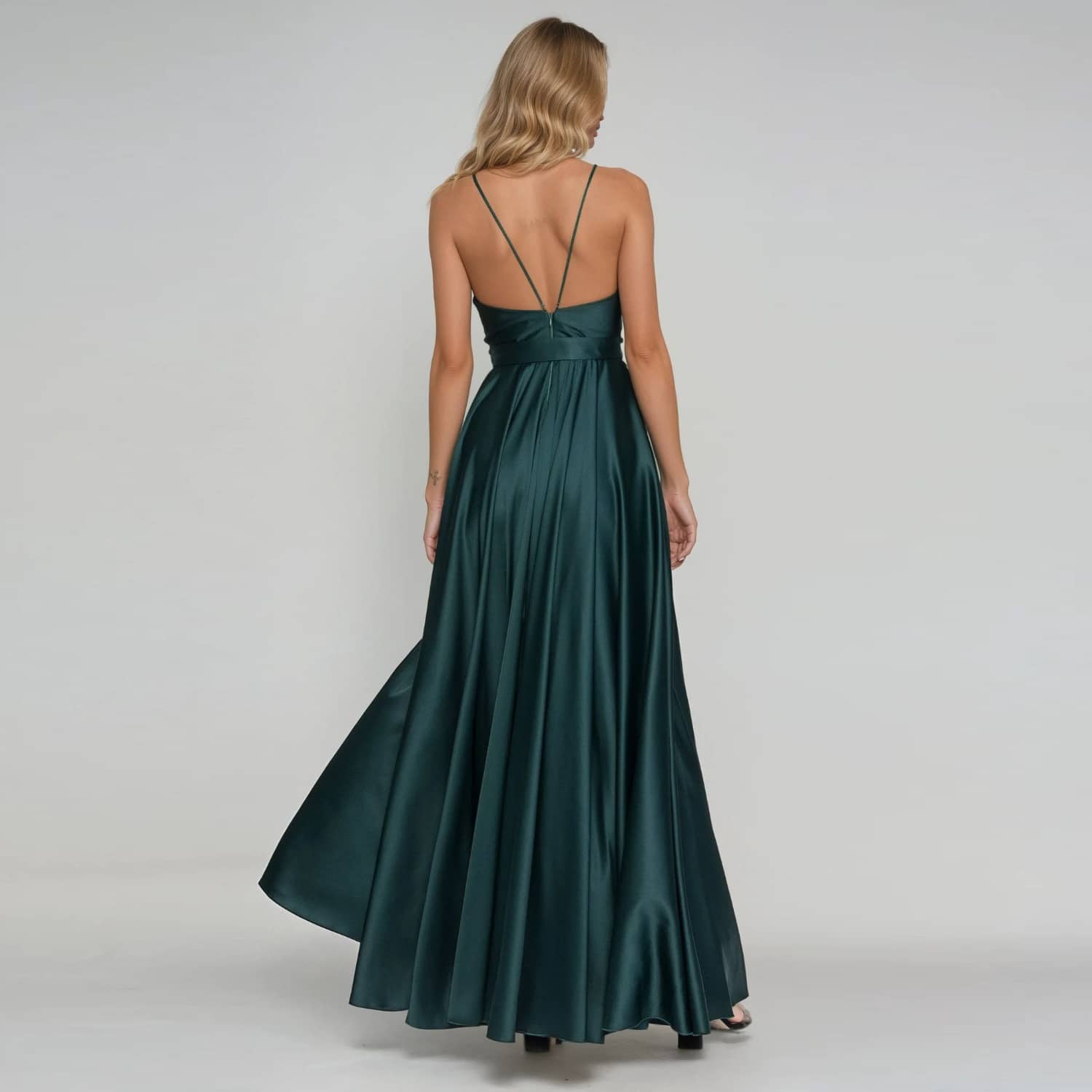 Emerald Satin Long Evening Dress | Angelika Jozefczyk | Wolf & Badger