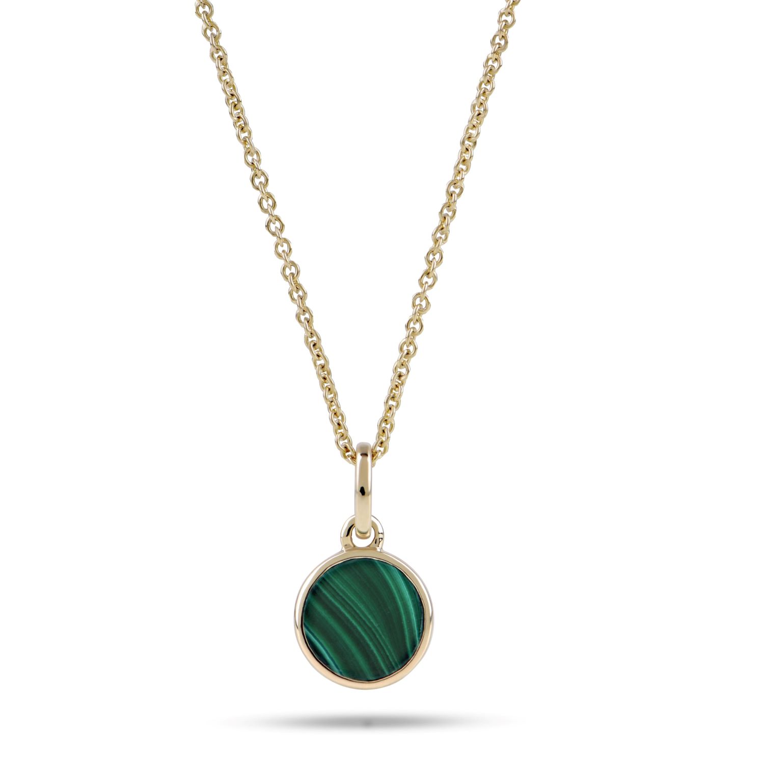 Women’s Green Malachite Bezel Coin Pendant 9K Gold Zohreh V. Jewellery