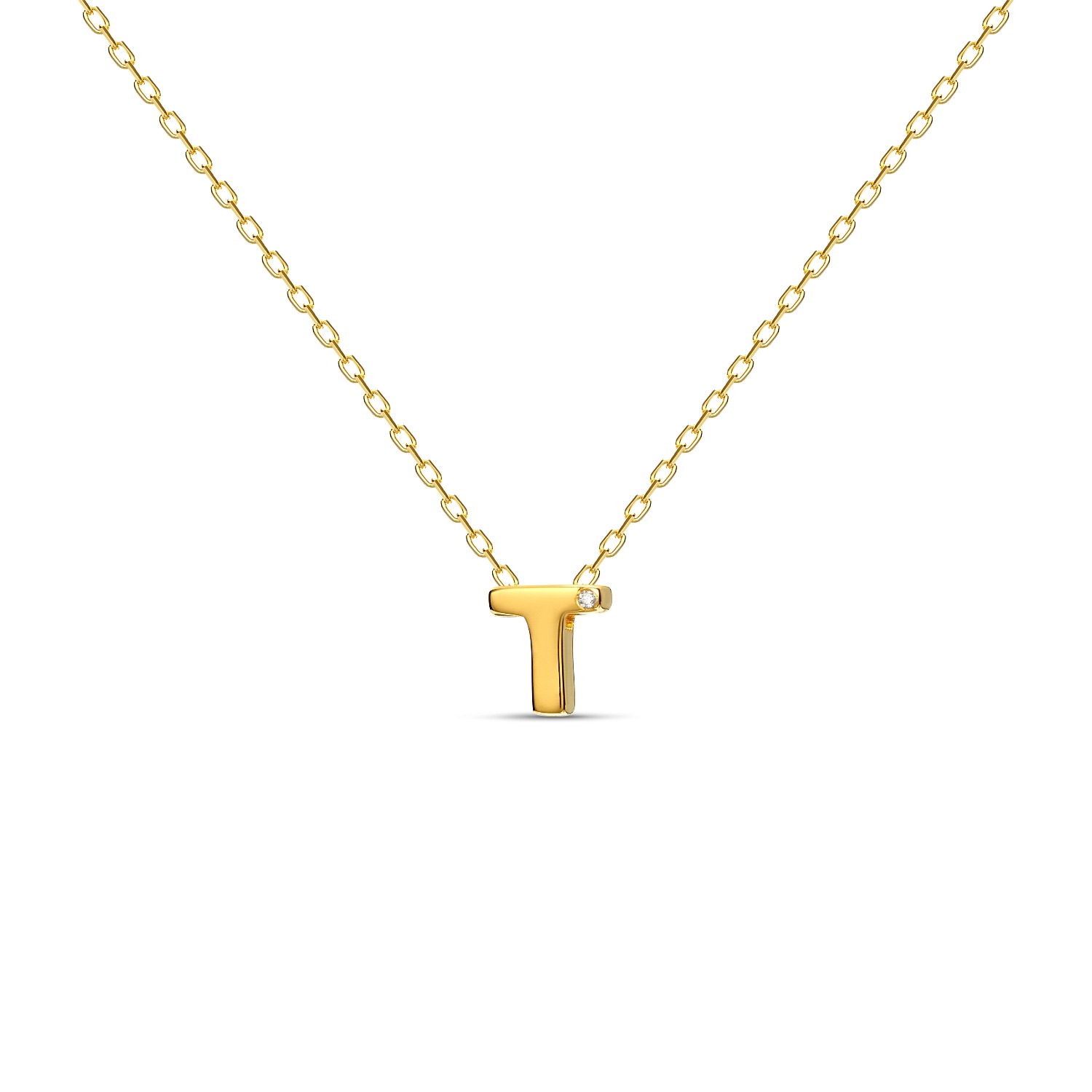 Women’s Diamond Letter Necklace T - Gold Mosuo Jewellery