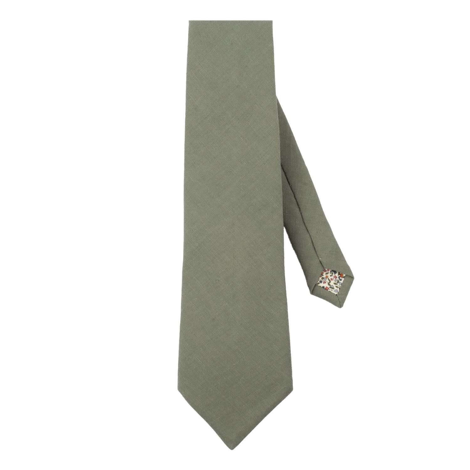 Le Colonel Men's Clay Green Linen Tie In Green