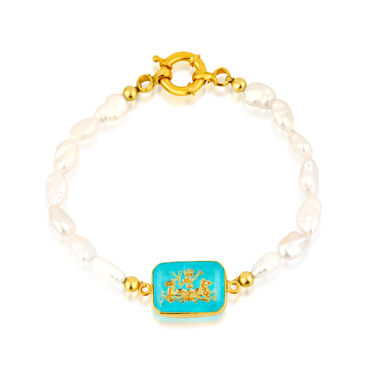 Ece London Women's Gold / White / Blue The Eternal Bracelet