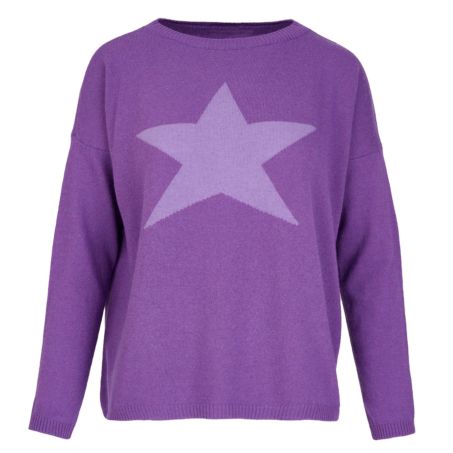 Women’s Pink / Purple Cashmere Mix Sweater In Purple With Light Purple Star One Size At Last...