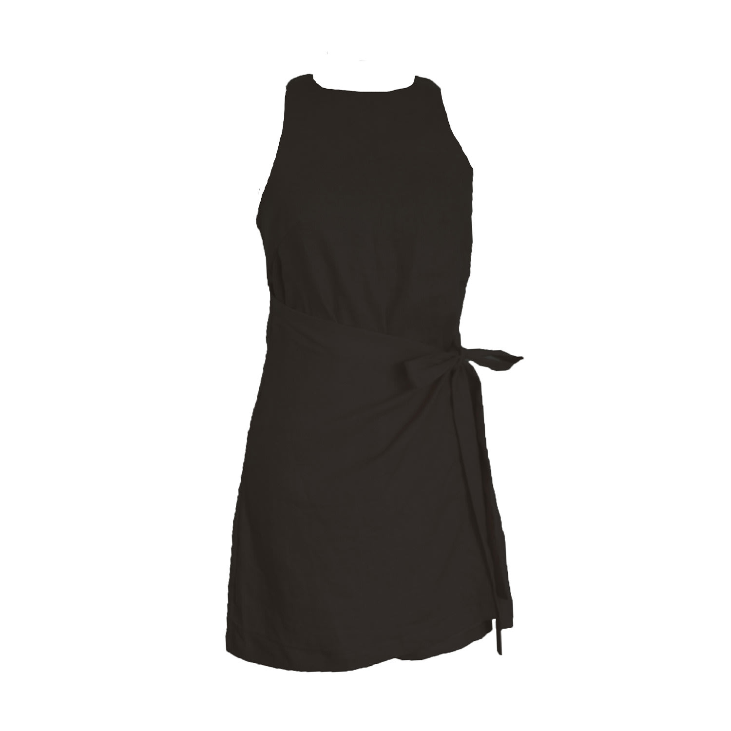 Larsen And Co Women's Pure Linen Hydra Wrap Dress In Black