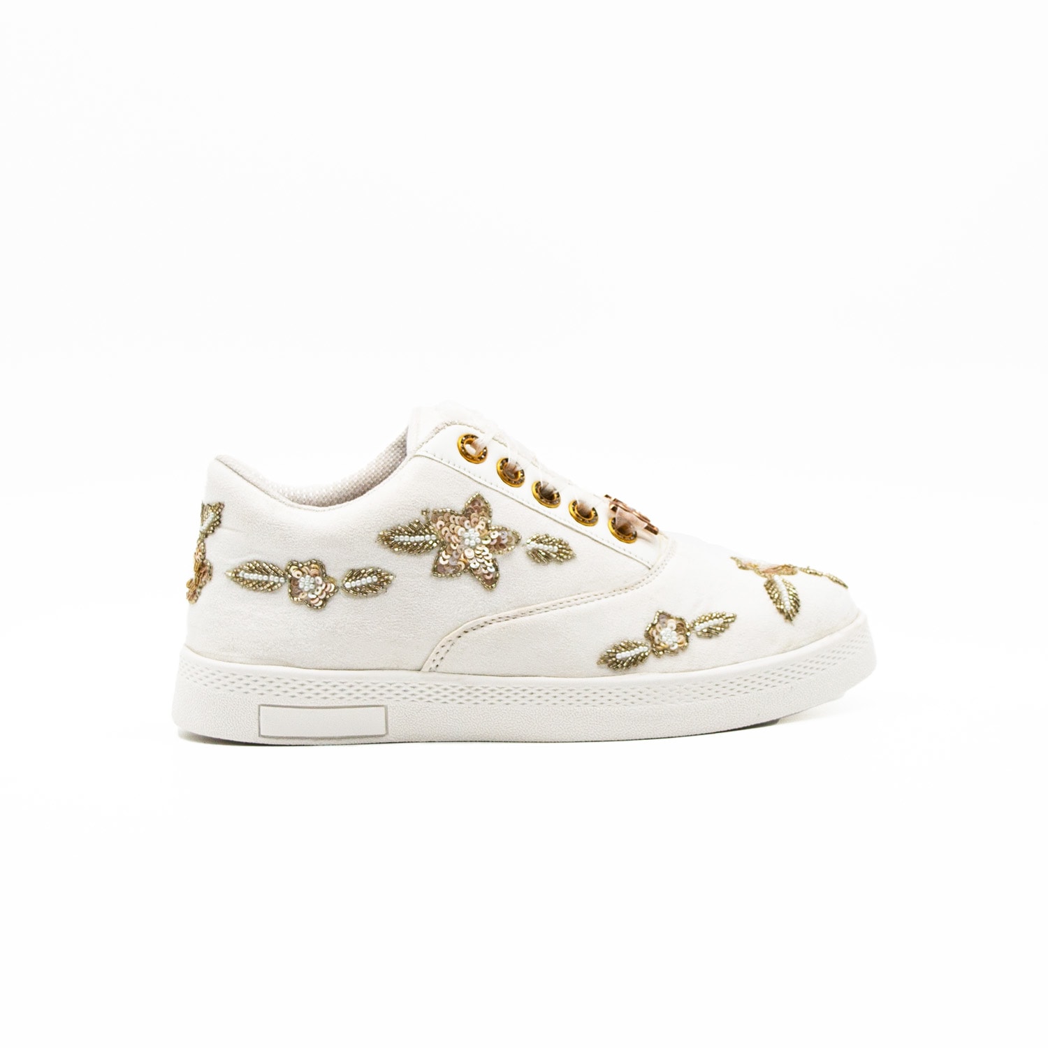 Rettrose Women's The Quinn Luxury White Satin Handmade Embellished Tennis Shoe In White