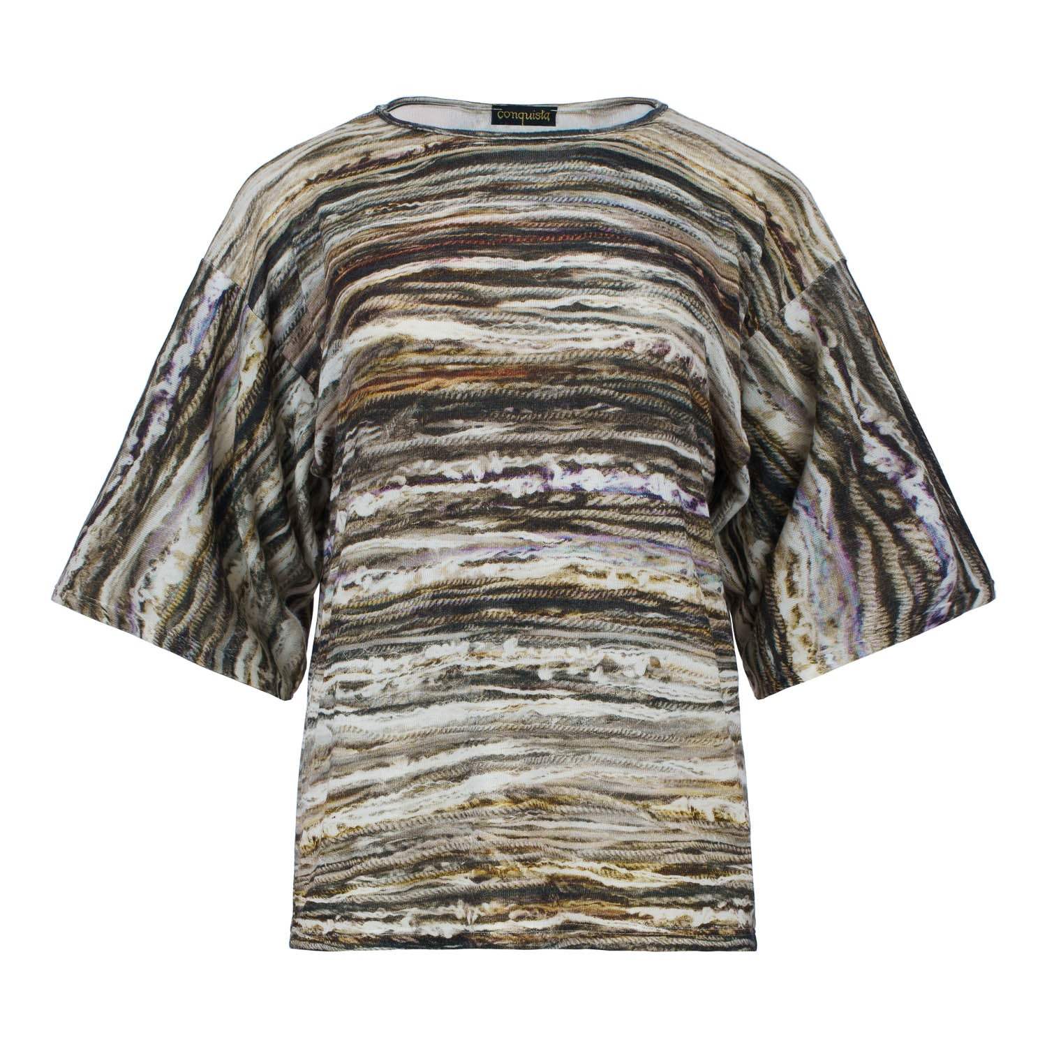 Conquista Women's Green Textured Knit-effect Printed Oversized T-shirt In Green