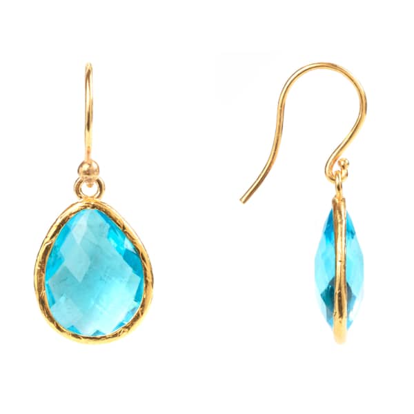 Latelita London Single Drop Earring Gold Blue Topaz Hydro
