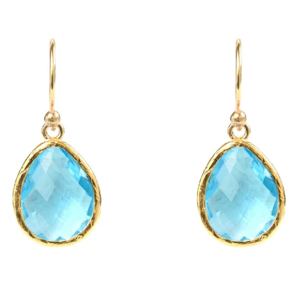 Latelita London Single Drop Earring Gold Blue Topaz Hydro