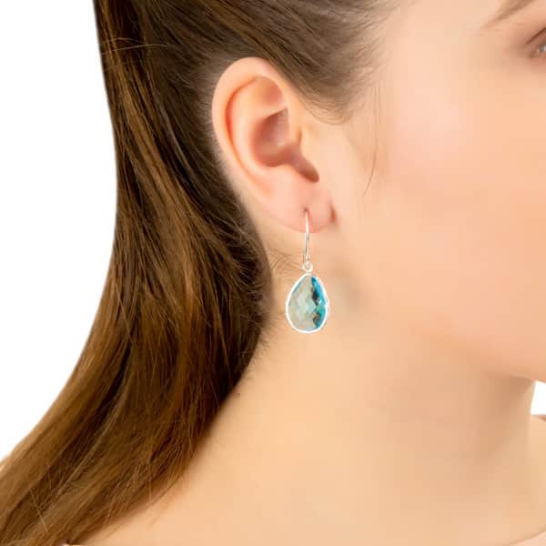 Latelita London Single Drop Earring Gold Blue Topaz Hydro