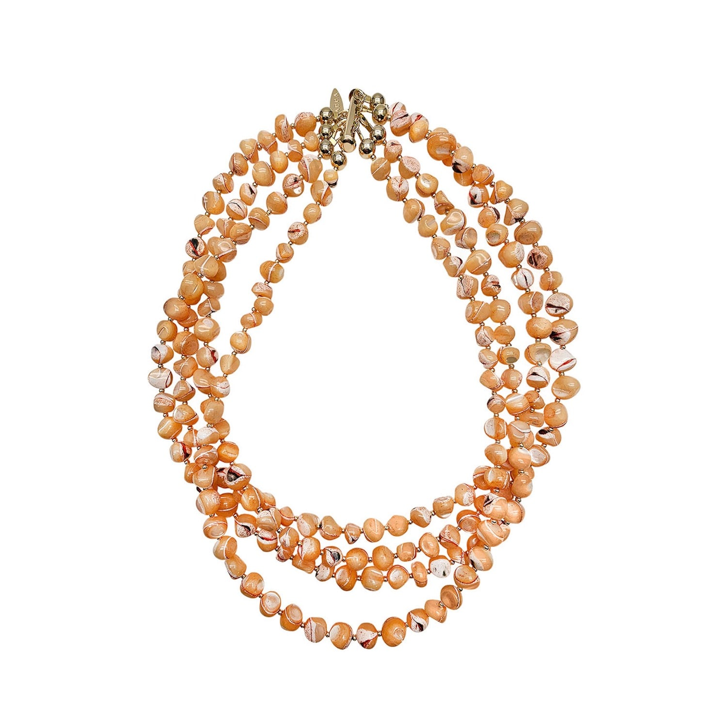Farra Women's Orange Natural Shell Multi-layers Necklace In Orange