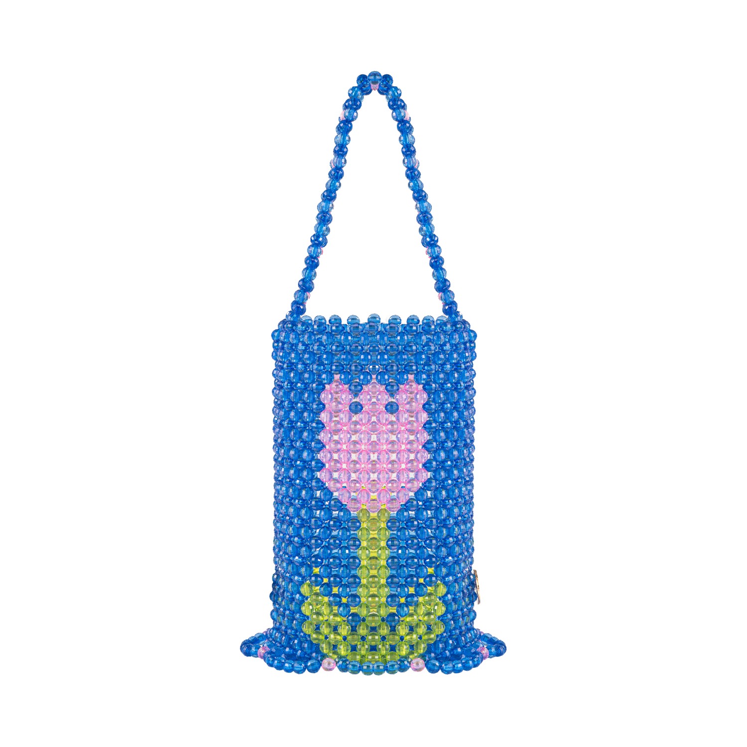 Tillie Beads Women's Blue Bloom Tulip Bucket Bead Bag