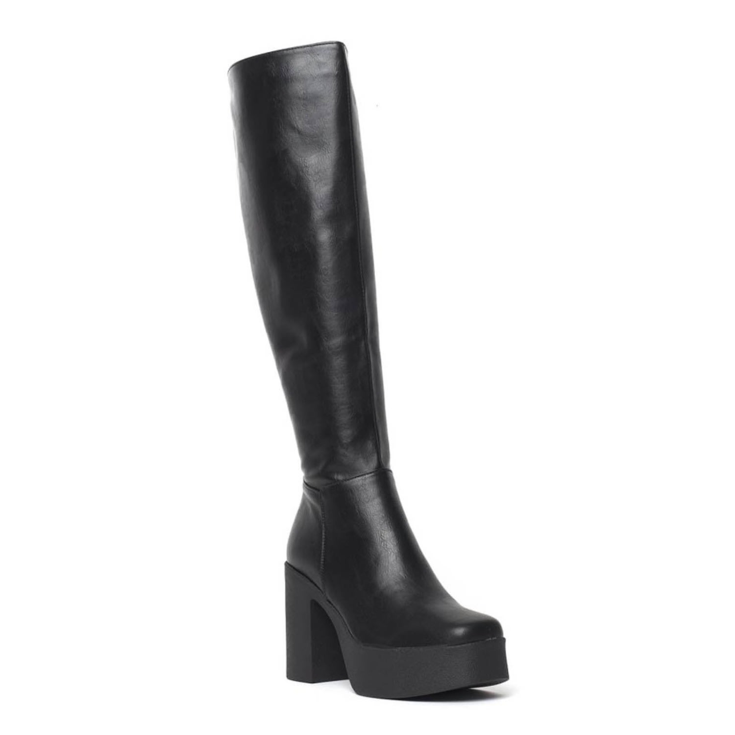 Women’s Black Slick Nicks Wide Calf Platform Knee High Boots 6 Uk Lamoda