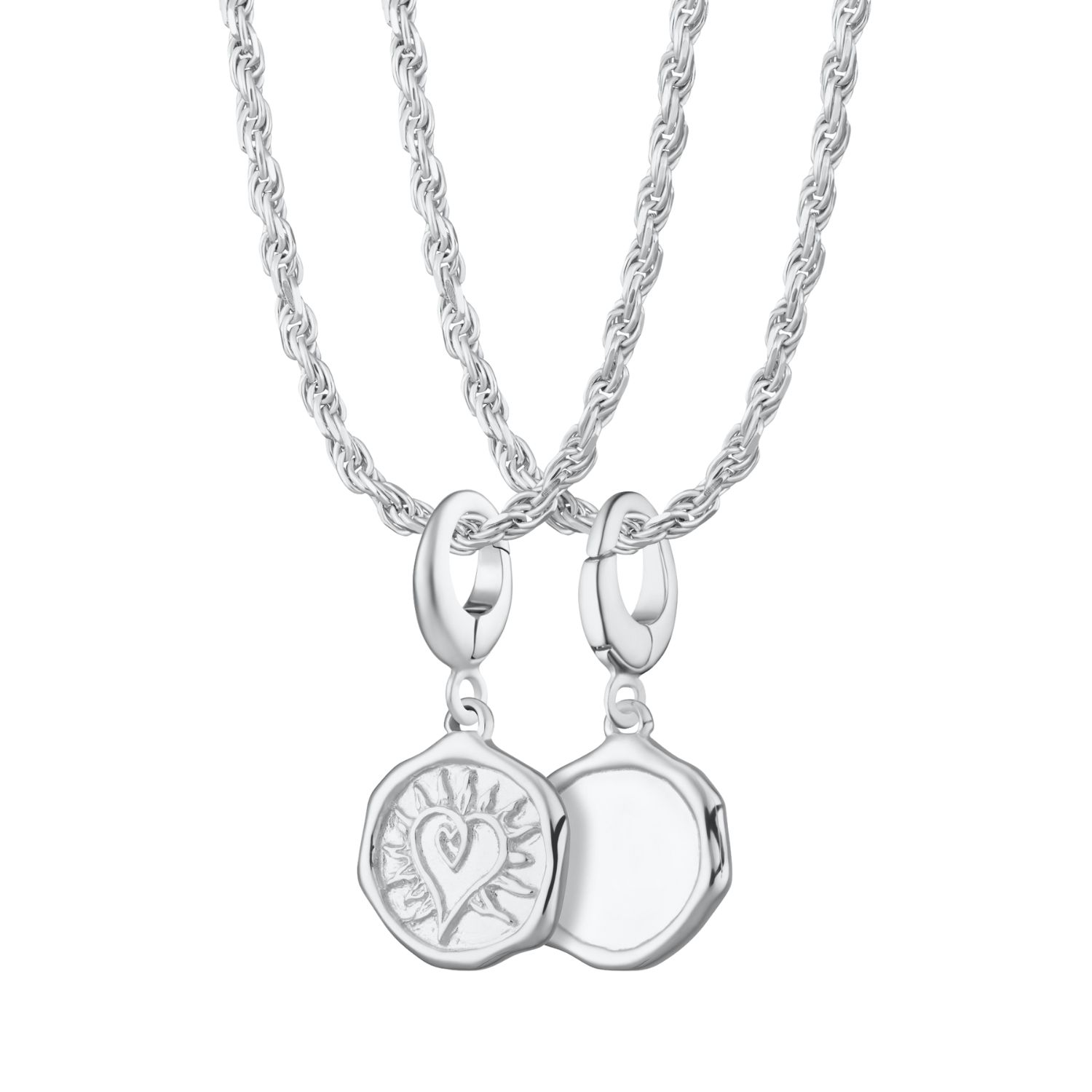 Lily Charmed Women's Sterling Silver Manifest Love Charm Necklace With Twisted Rope Chain