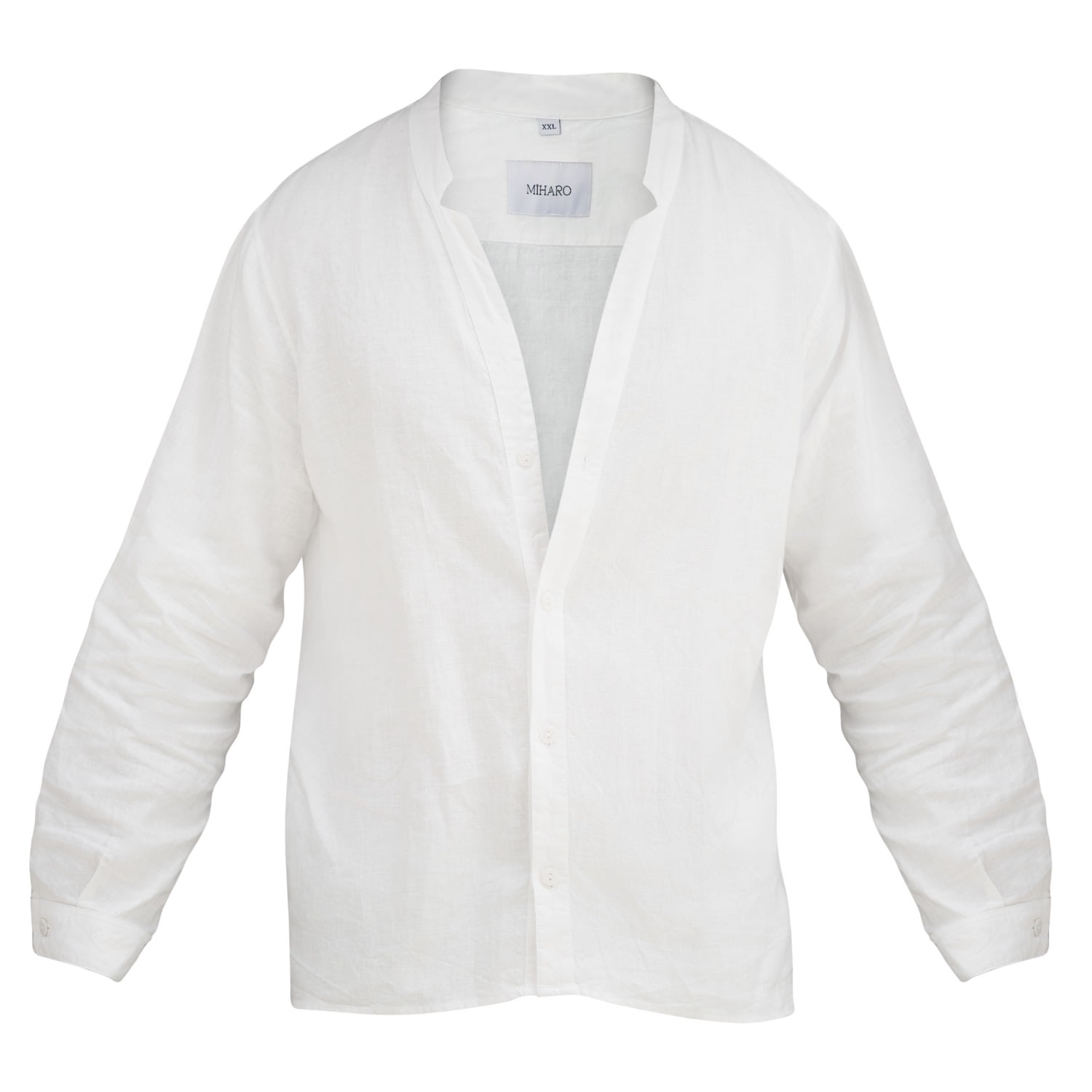 Linen Shirt Men - White Extra Large Miharo