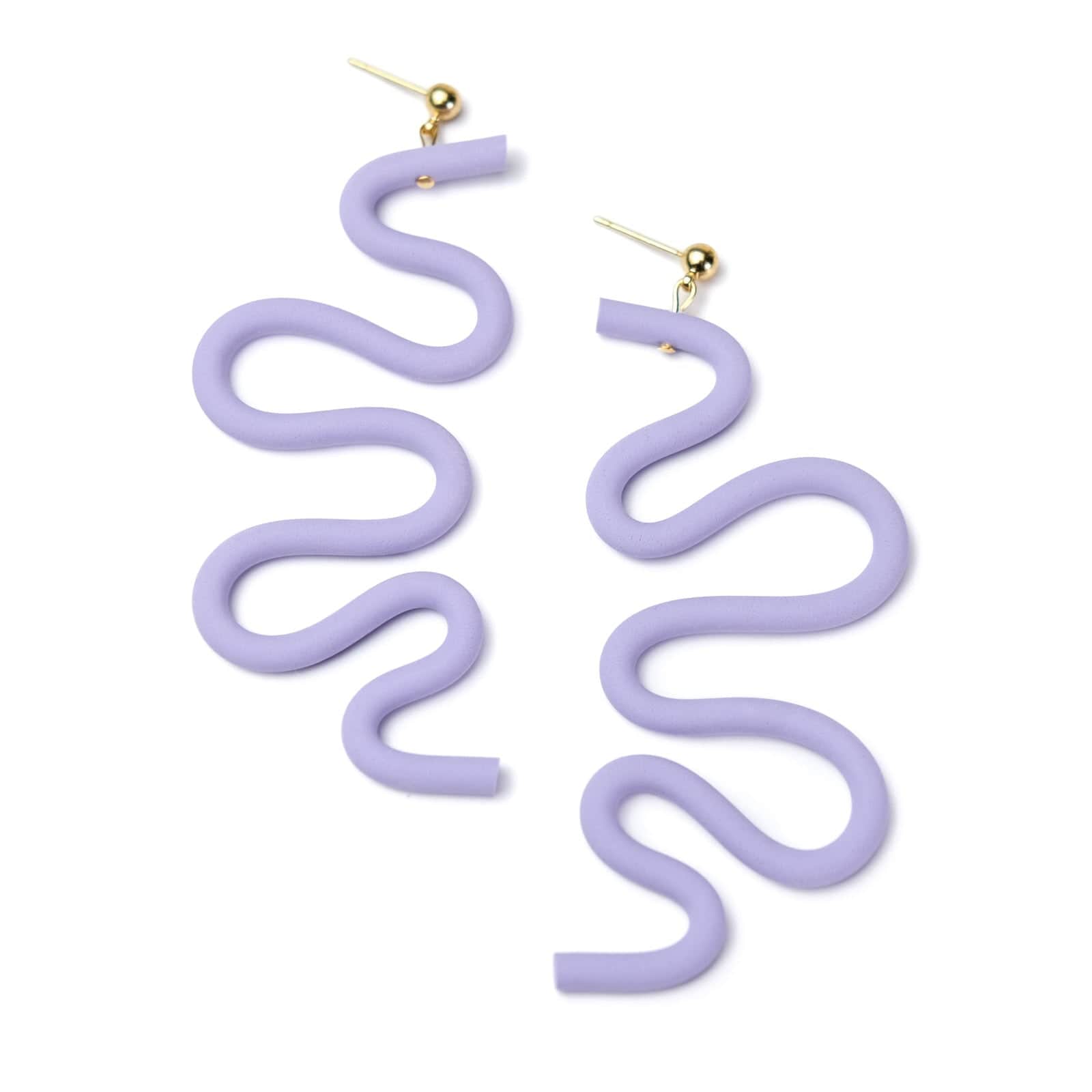 By Chavelli Women's Pink / Purple Small Tube Squiggles Dangly Earrings In Lavender