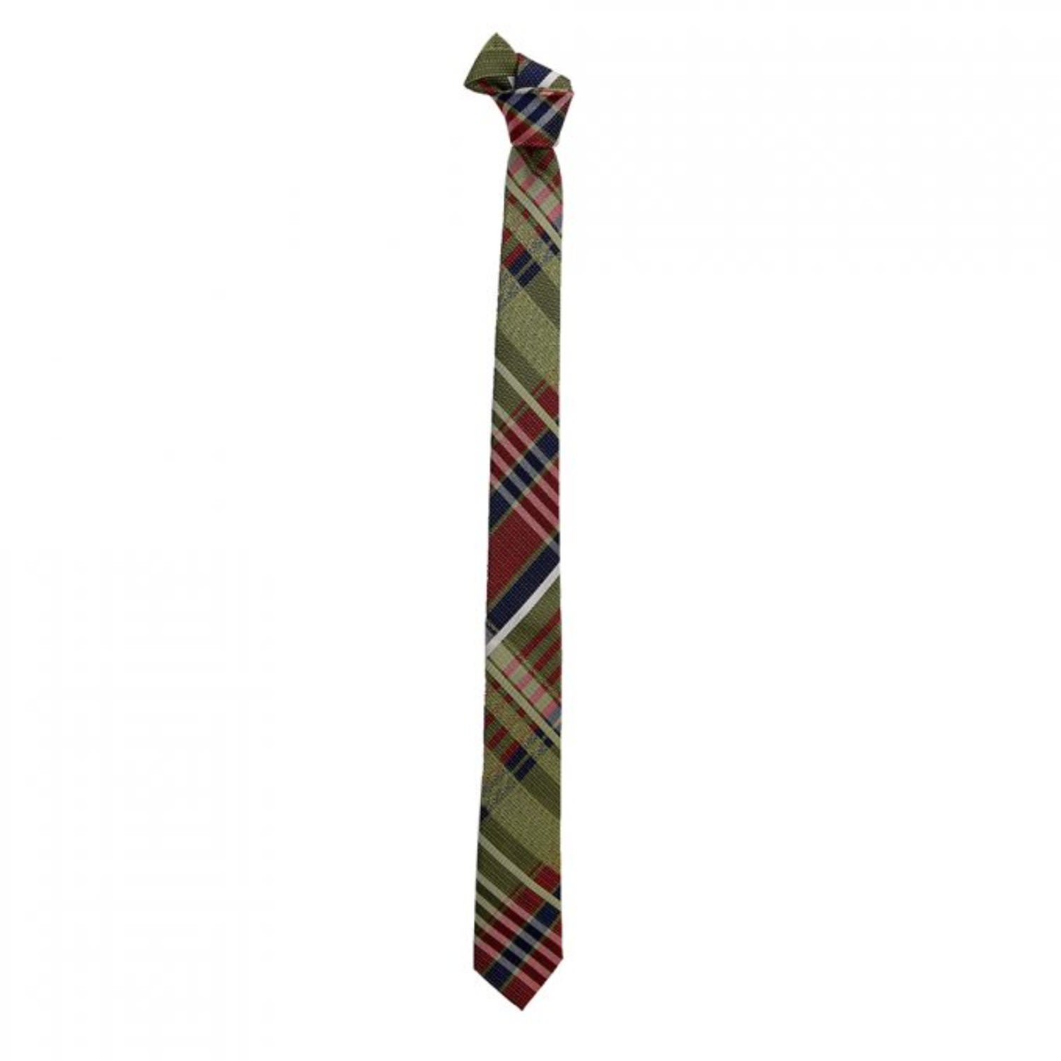 Men’s Textured Check Tie - Red Green David Wej