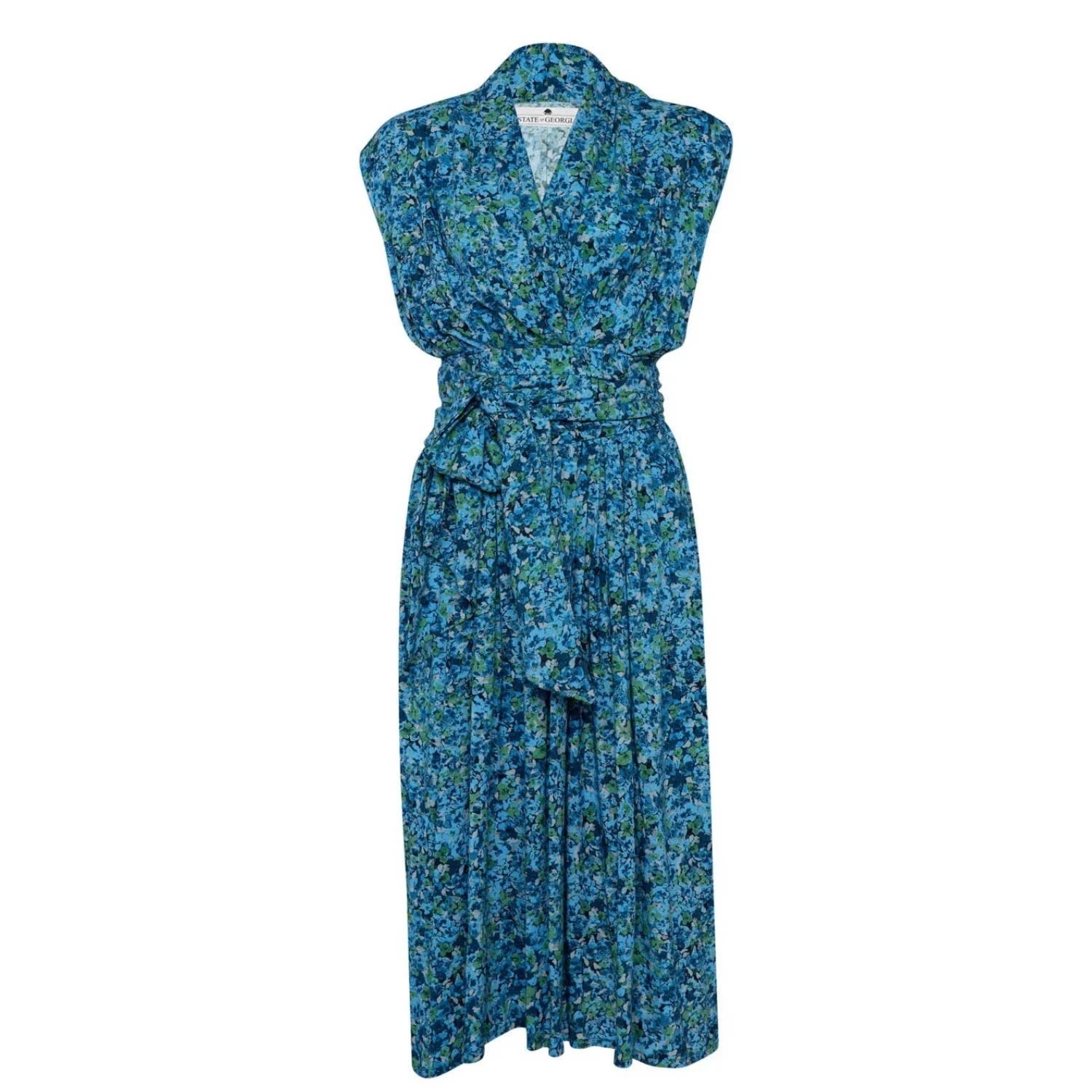 State Of Georgia Women's The Point Dress Floral Explosion Blue In Blue