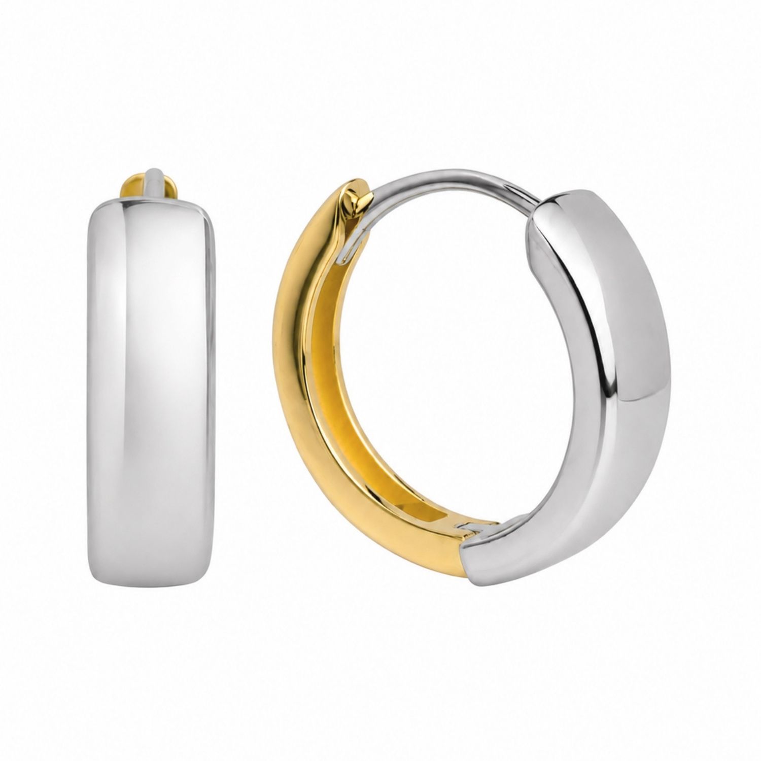 Women's Silver / Gold Mixed Metal Reversable Hoop Earrings | Belinda Jewelz