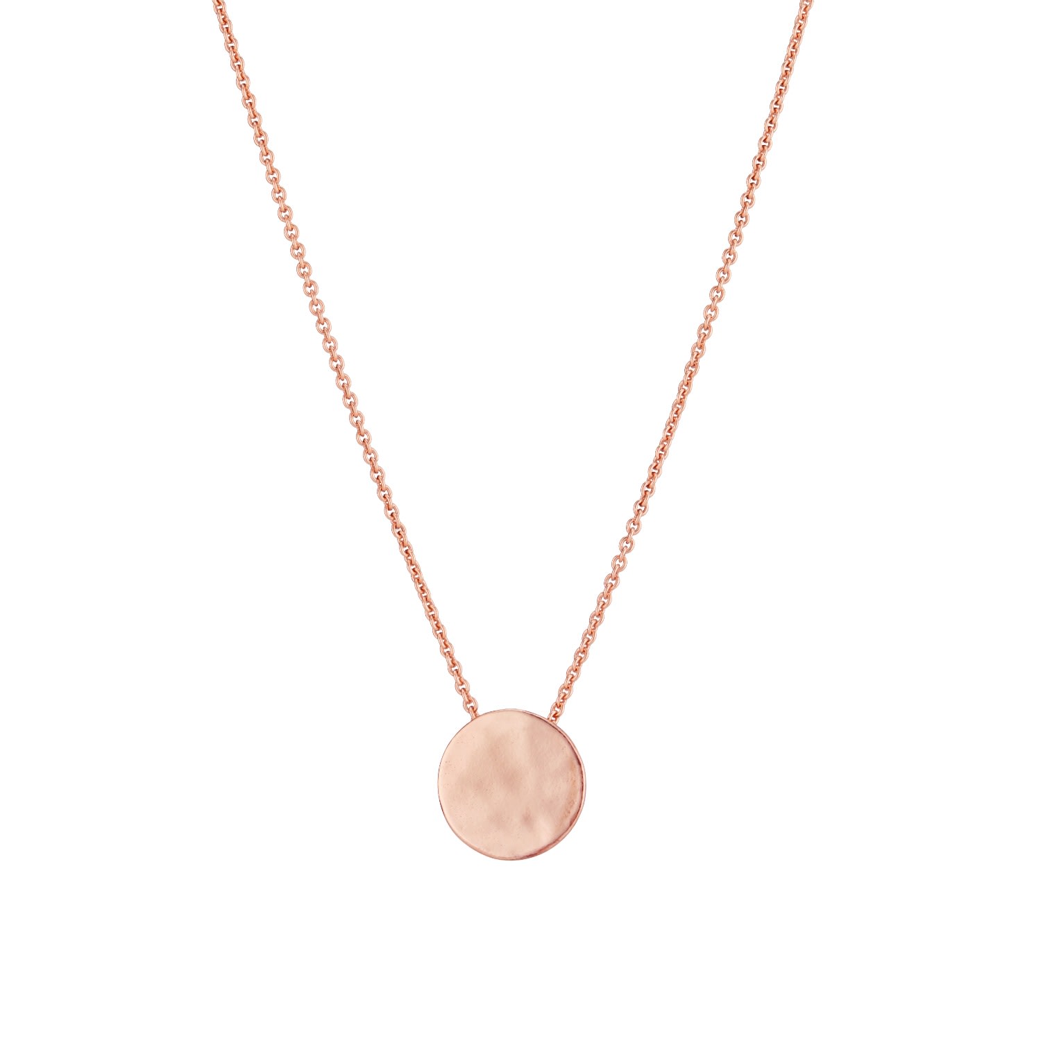 Posh Totty Designs Women's Rose Gold Plated Medium Hammered Disc Necklace In Pink