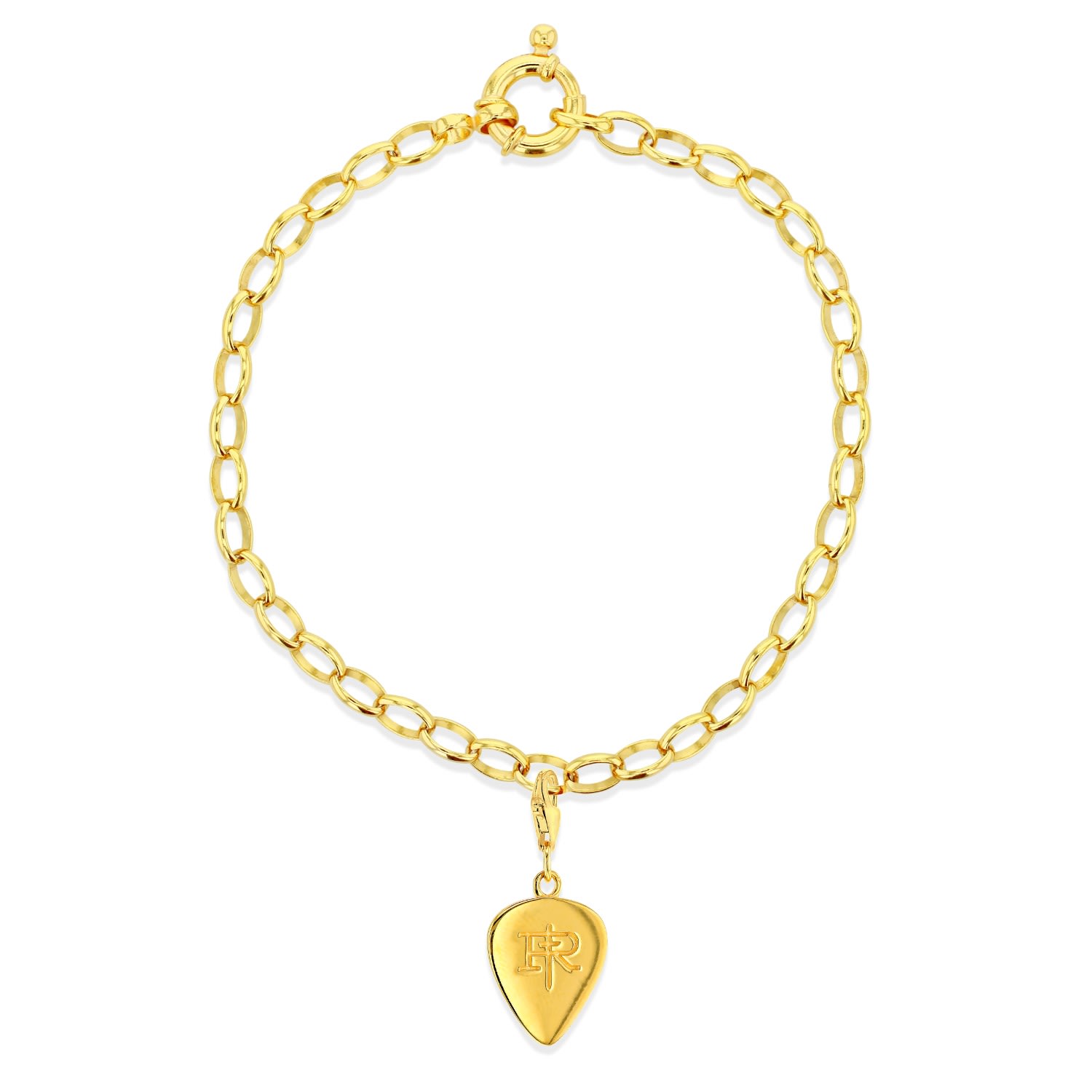 True Rocks Men's 18kt Gold Plated Plectrum Charm Belcher Bracelet In Gold