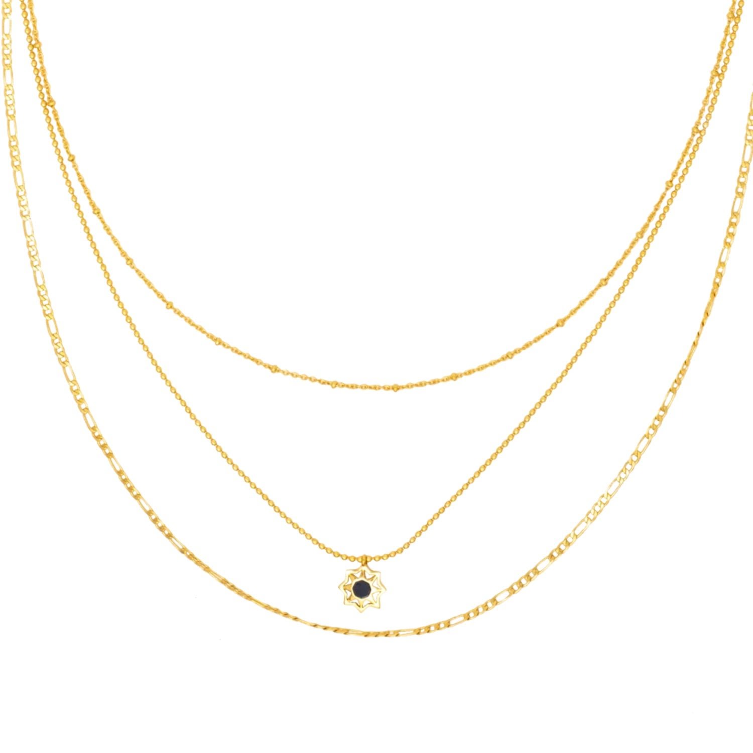 Women’s Blue / Gold Triple Gold-Plated Rhapsody Necklace Lavani Jewels