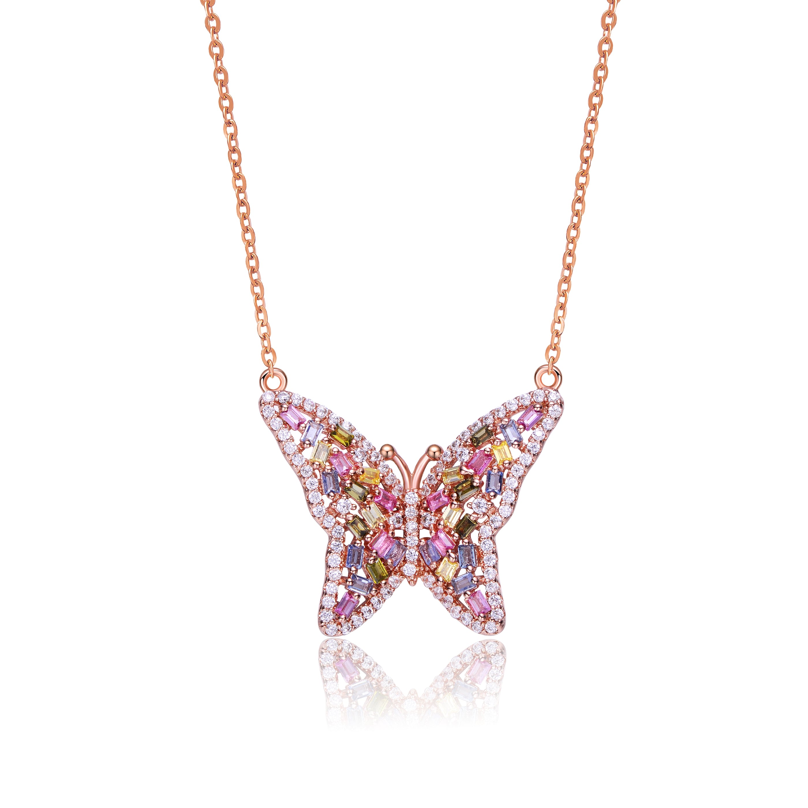 Women’s Rose Gold Papillonire Butterfly Golden Neclace Genevive Jewelry