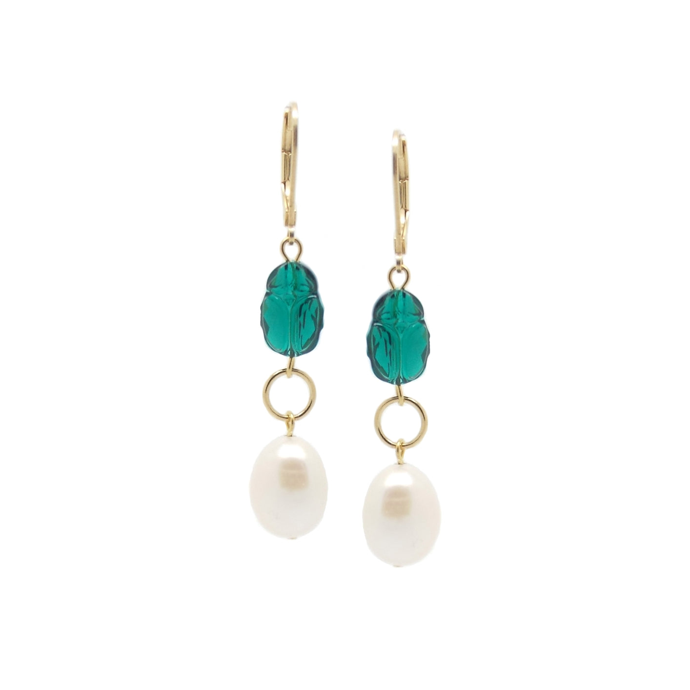 Women’s Green / White / Gold Claire Earrings Salome