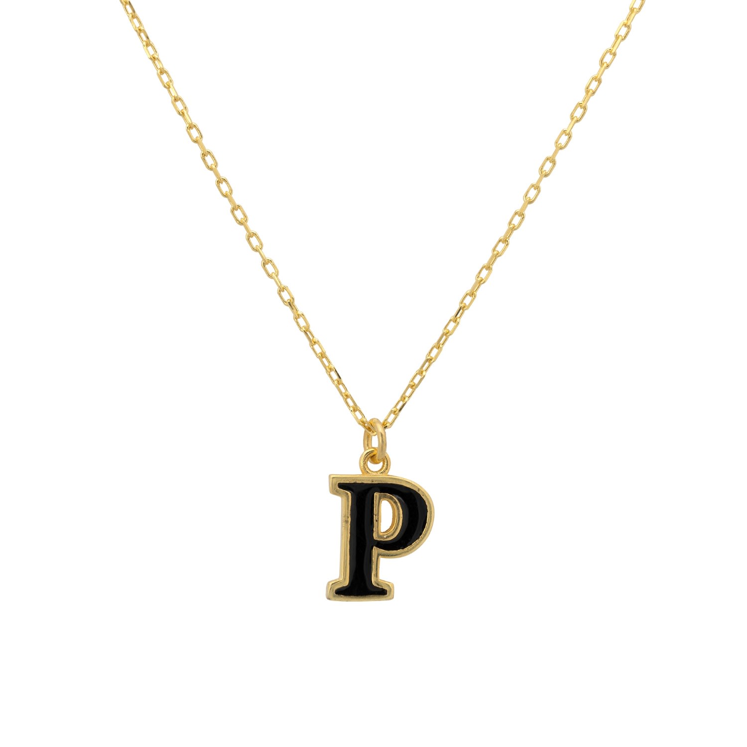 Women’s Gold / Black Initial Enamel Necklace Gold P Latelita