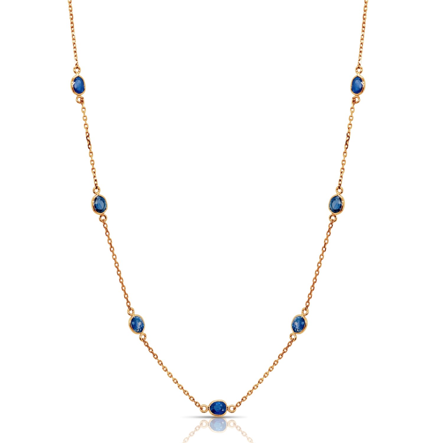 Women’s Blue Sapphire Oval Necklace In Yellow Gold Tresor Collection