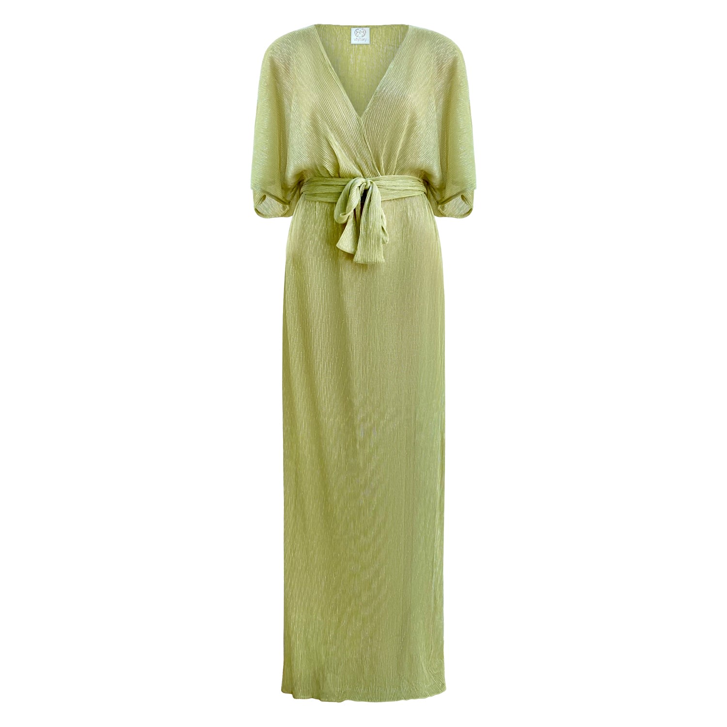 Why Mary Women's Aphrodite Sheer Lurex Maxi Dress In Chartreuse Green In Green