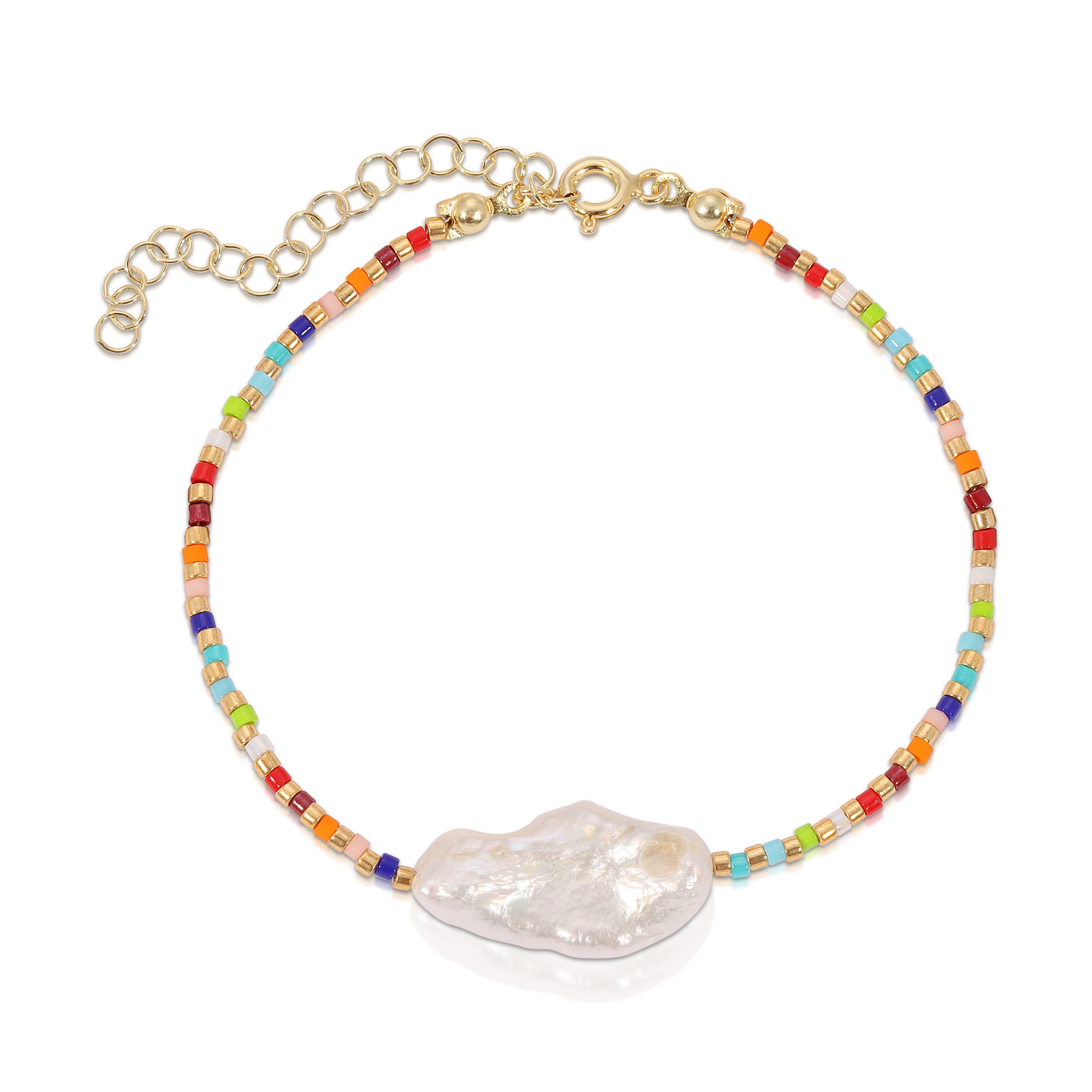 Essentials Jewels Women's Baroque Pearl Color Beaded Bracelet In Multi