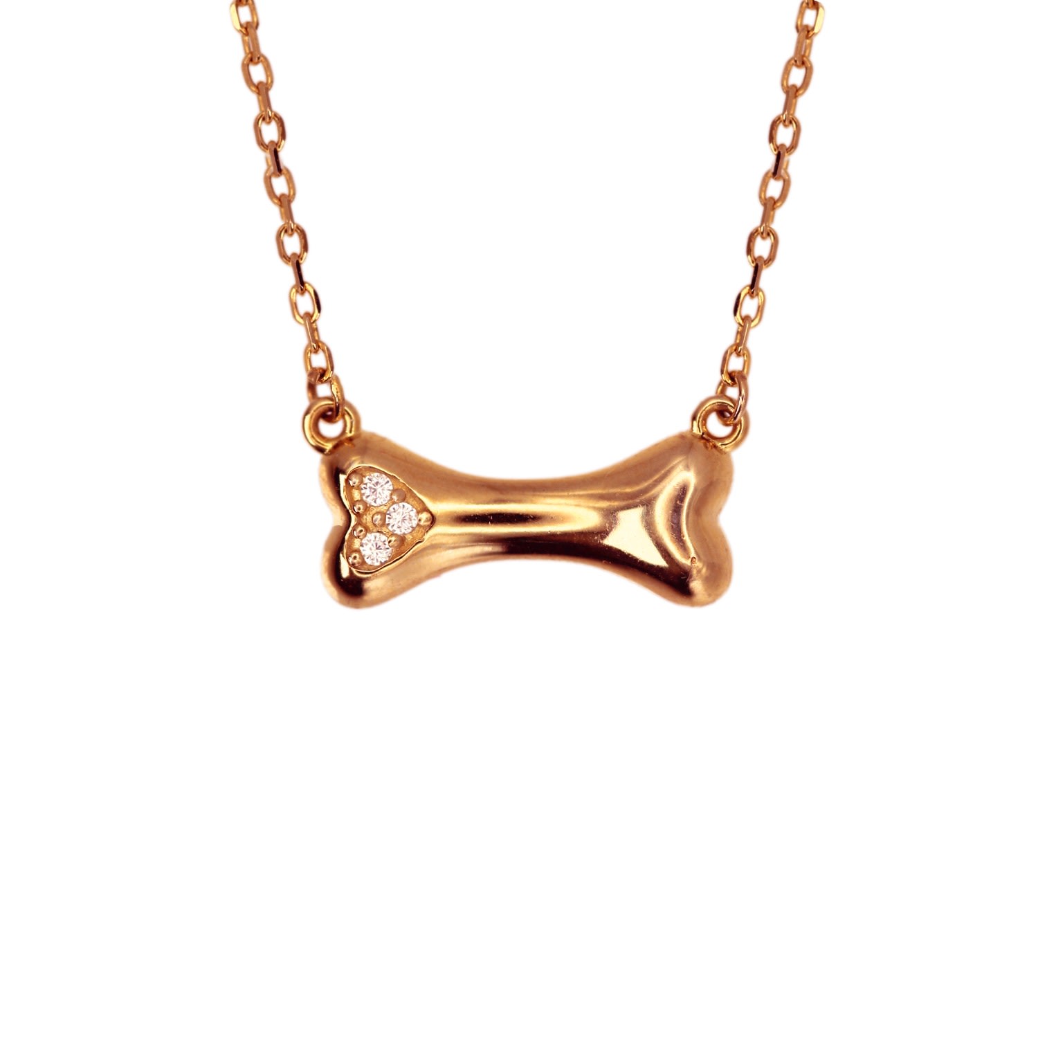 Women’s Rose Gold Diamond Dog Bone Necklace Vicstonenyc Fine Jewelry