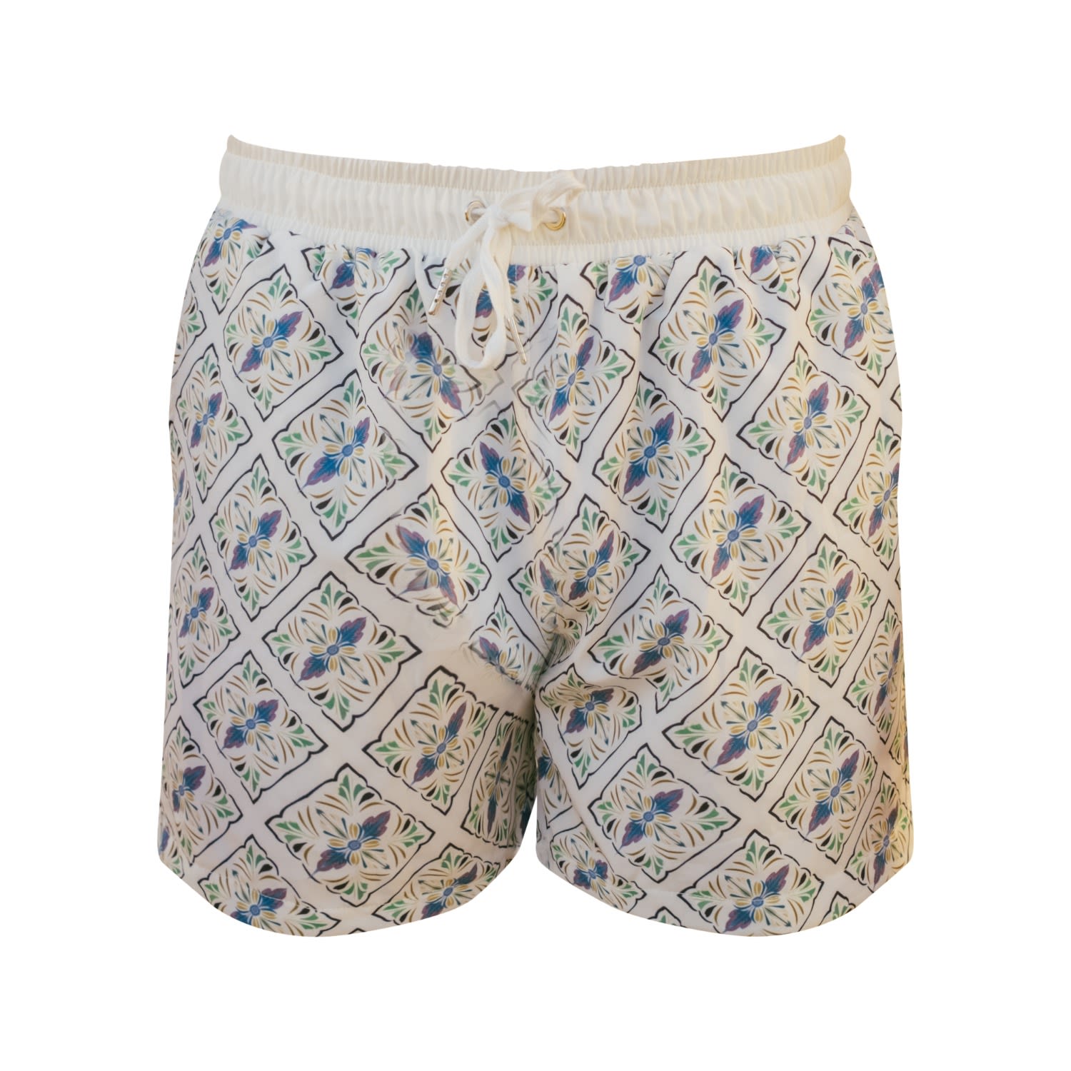 Ivy Swimwear Men's White Alessandro In Azzurro Swim Shorts In White