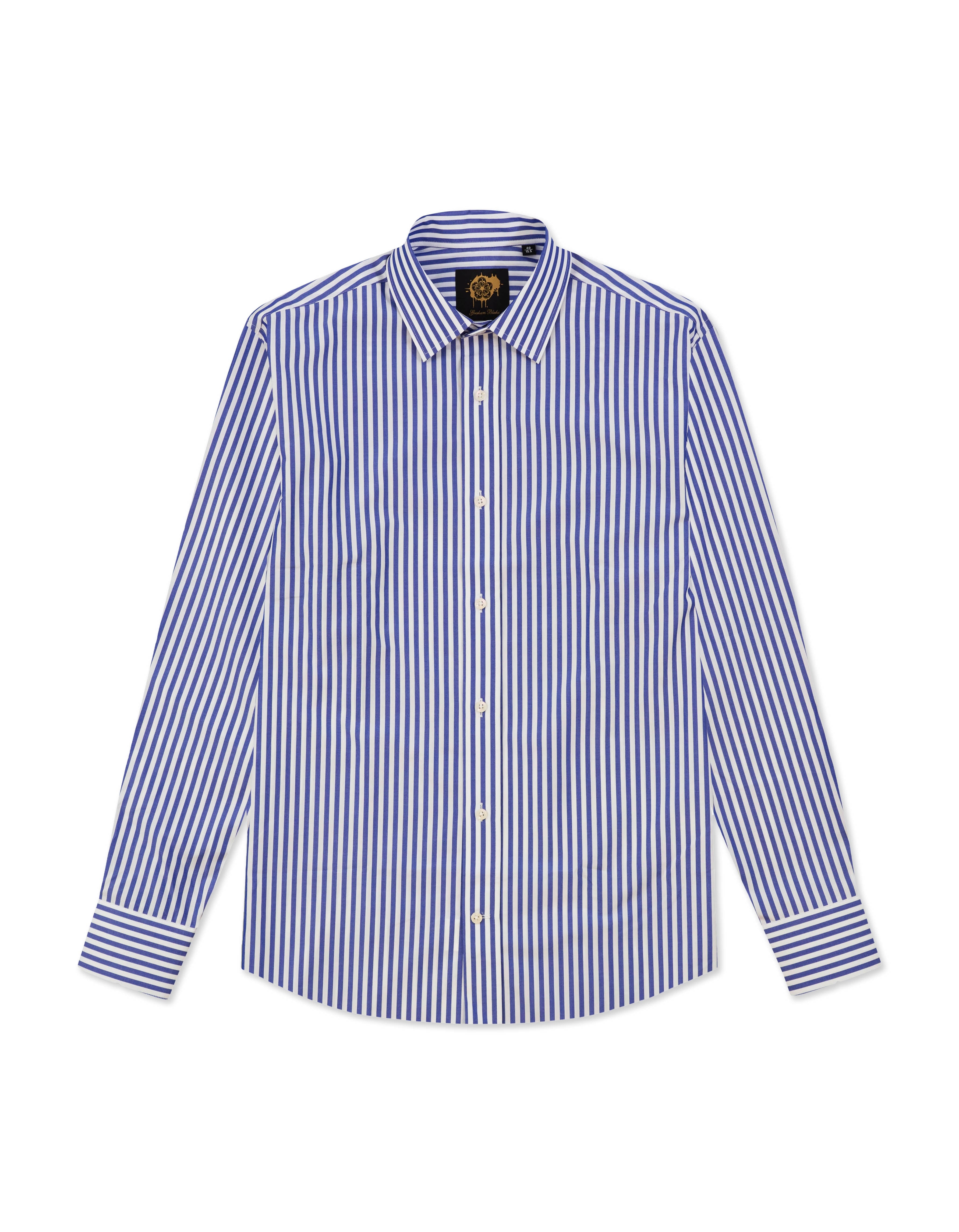 Gresham Blake Men's Blue / White Blue & White Stripe Single Cuff Shirt In Multi