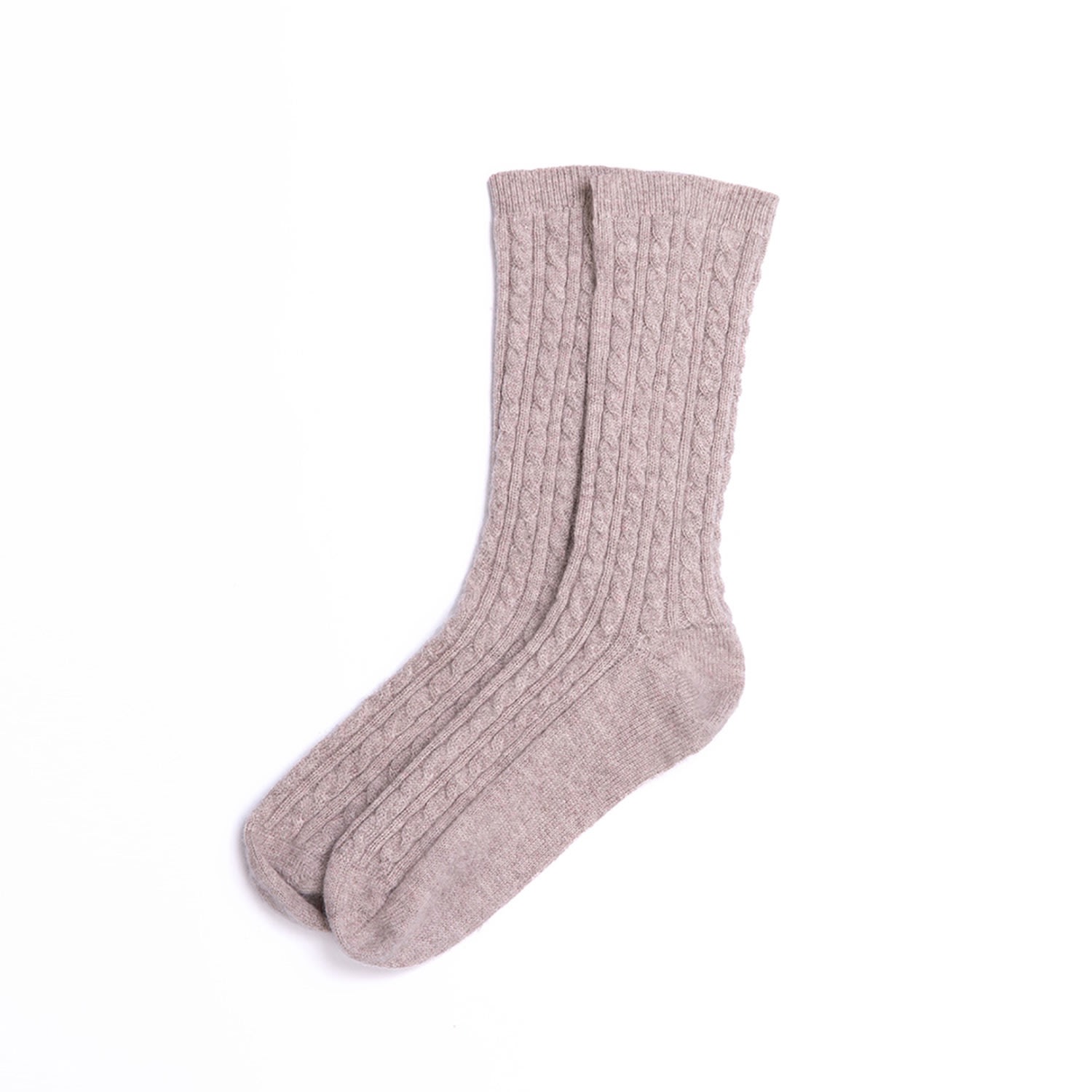 Voya Women's Cable Cashmere Socks - Neutrals In Gray