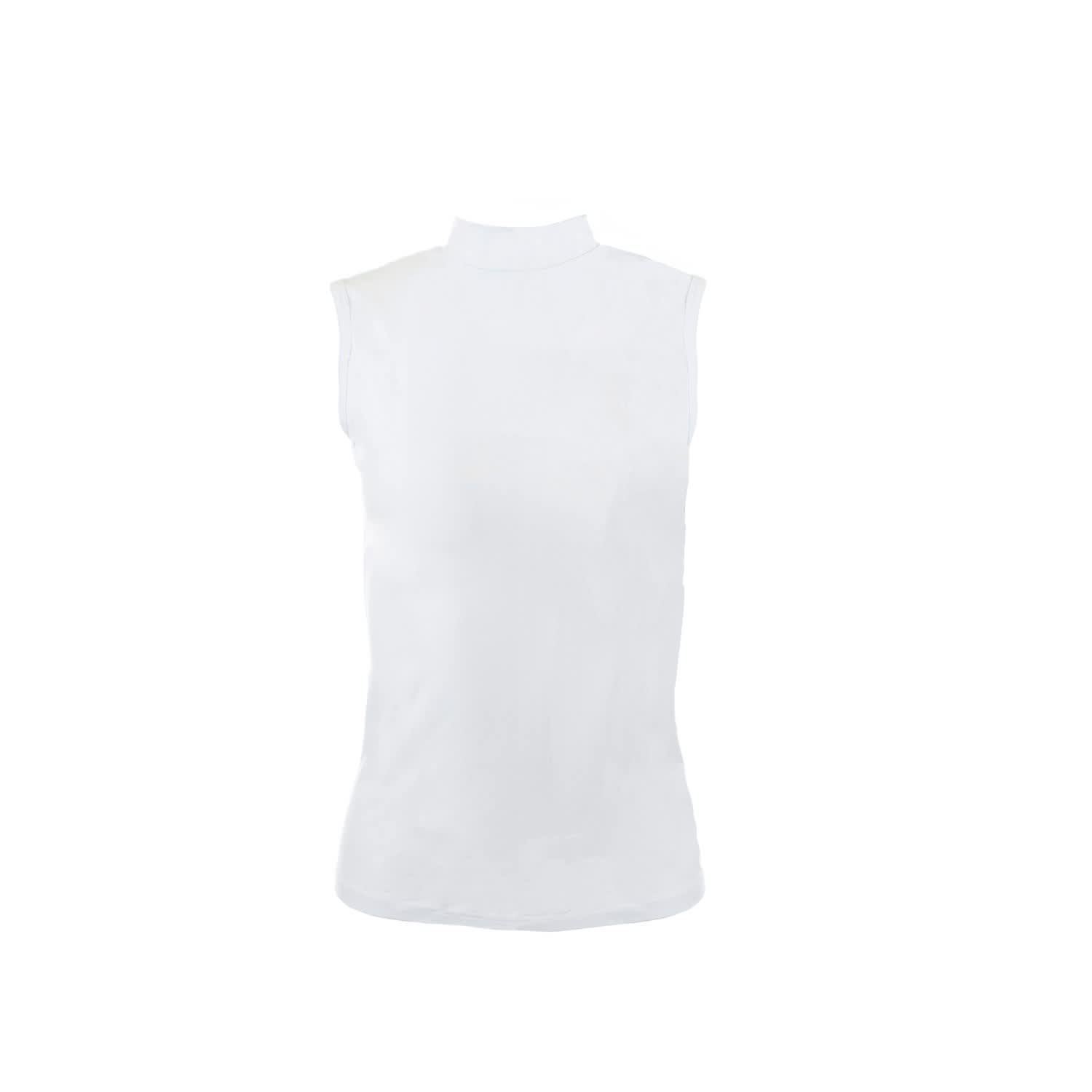 white sleeveless mock turtleneck