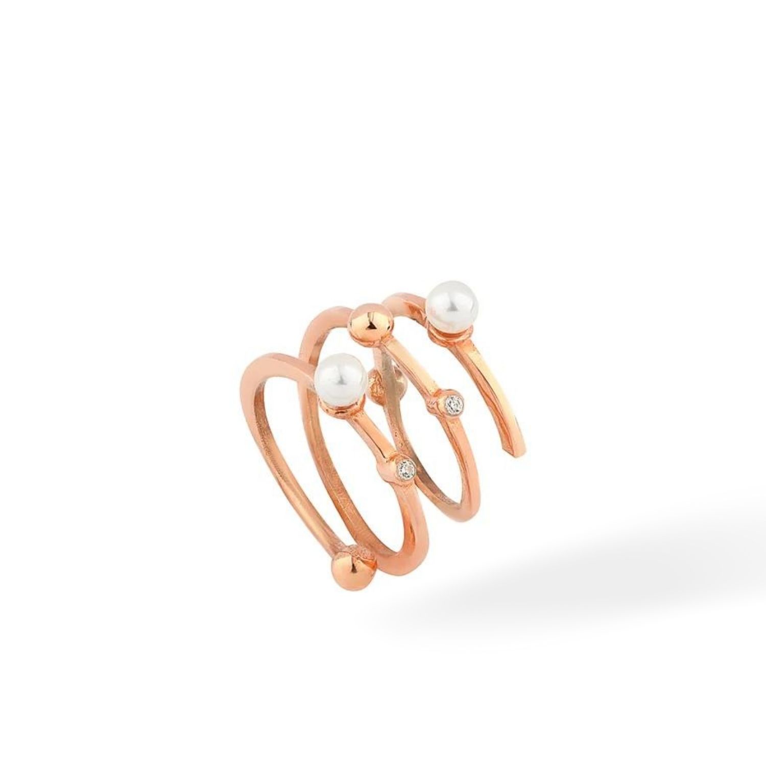 Women’s Rose Gold Spiral Pearl Ring Linya Jewellery